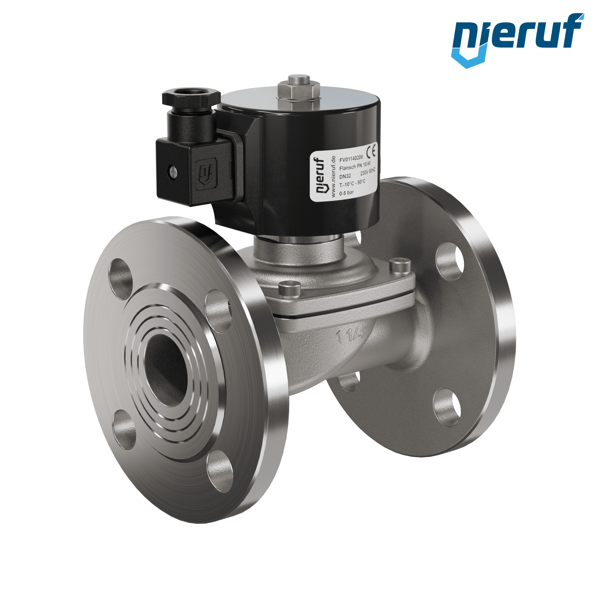 elettrovalvola per il vuoto con flangia DN32 acciaio inossidabile FV01 NBR 230V 50Hz