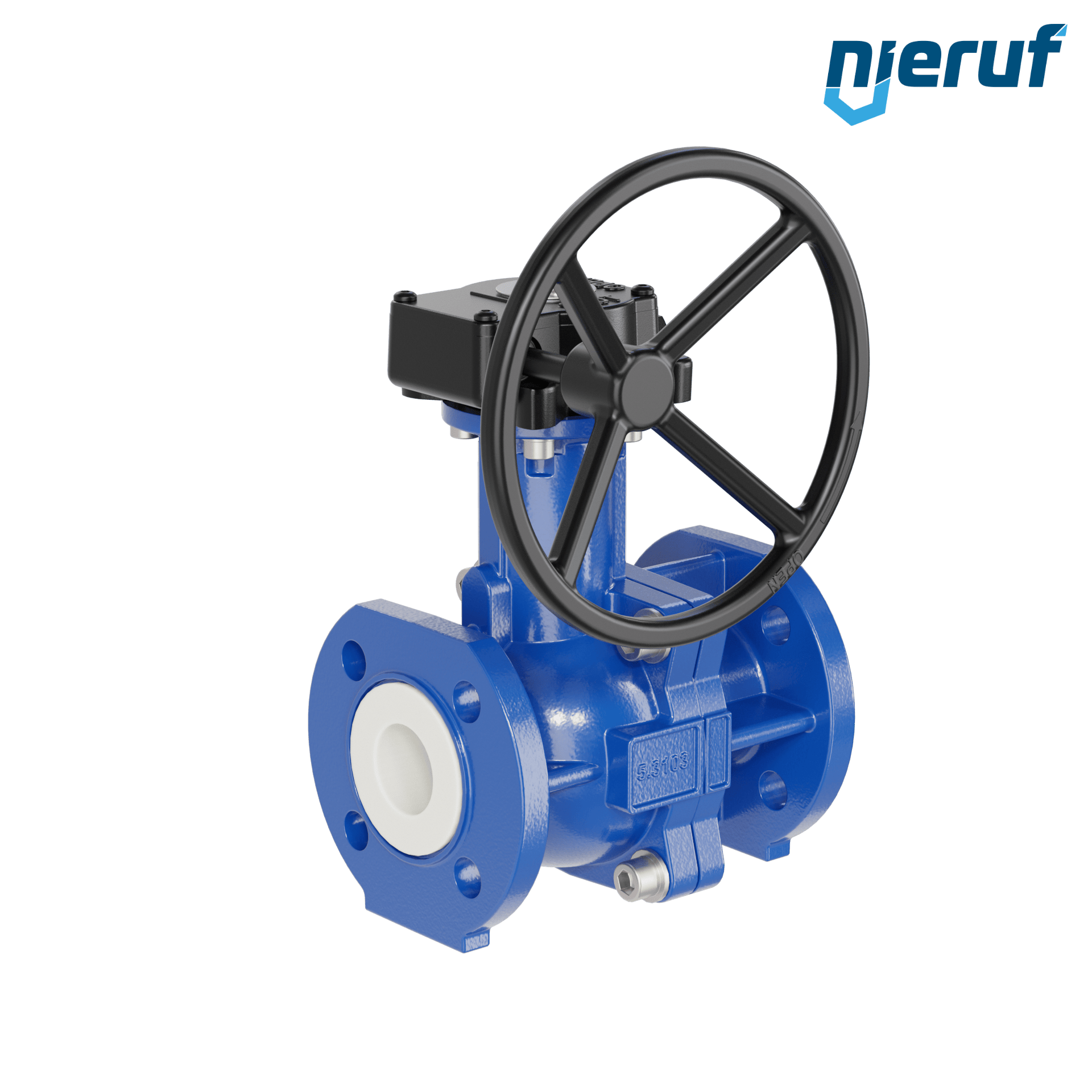 valvola a sfera flangiata PFA FK13 DN40 - 1 1/2" pollici PN10/16 in ghisa sferoidale 5.3103 con volantino manuale