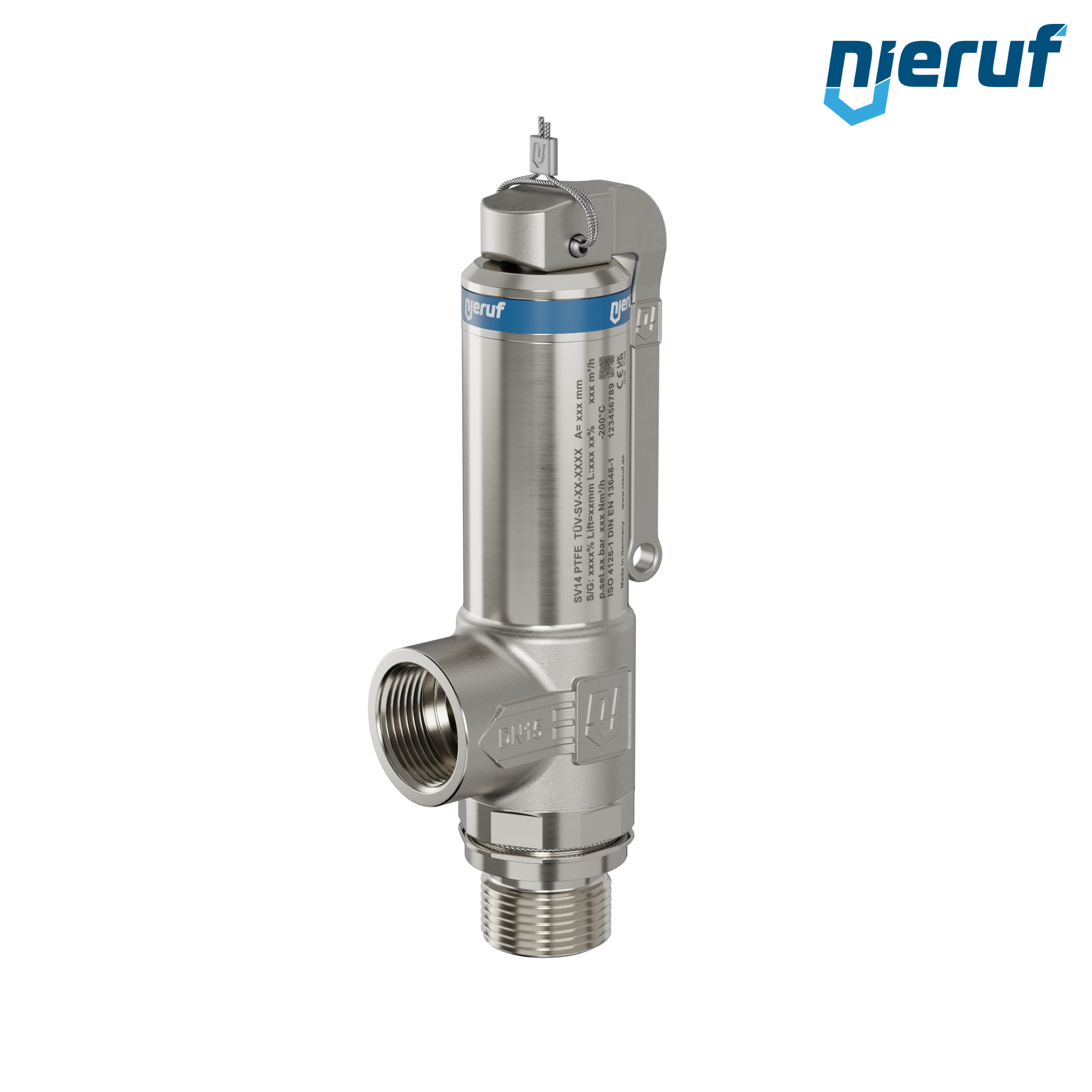 valvola di sicurezza criogenica DN10 1/2" M x 1/2" F SV14, acciaio inox PTFE, con leva