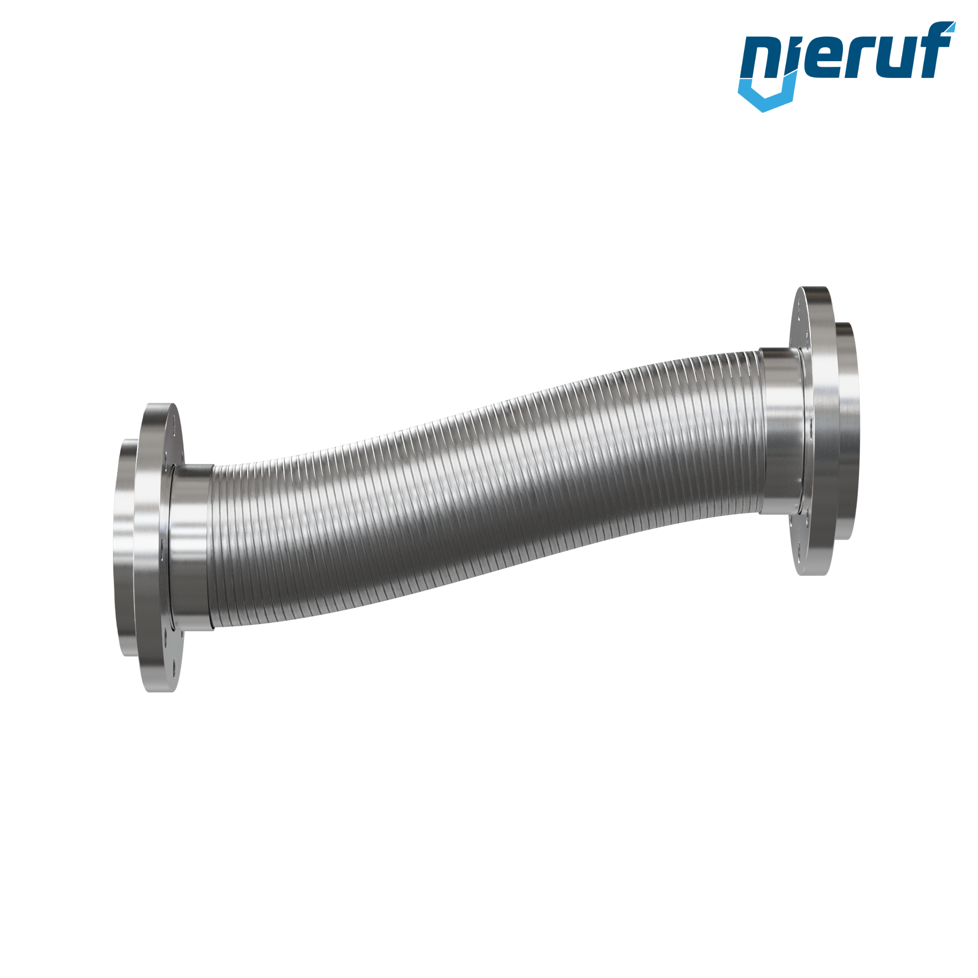 Tubo corrugato in acciaio inossidabile ES01 DN125 - 5" pollici con treccia doppia e flangia girevole Lunghezza 1000 mm