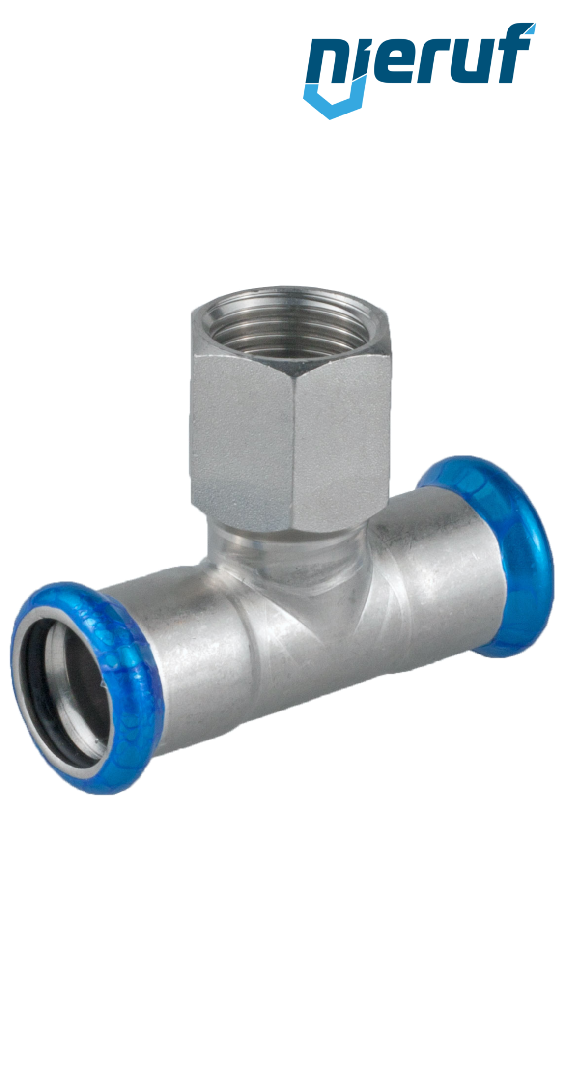Raccordo a T a pressare F x F DN25 - 28,0 mm filettatura interna 3/4" pollice acciaio inox