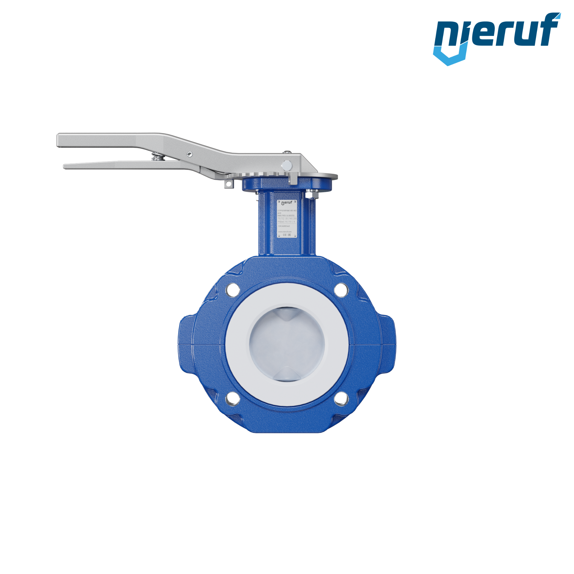 valvola a farfalla PFA PTFE AK10 DN80 ANSI150 leva inserto in FKM