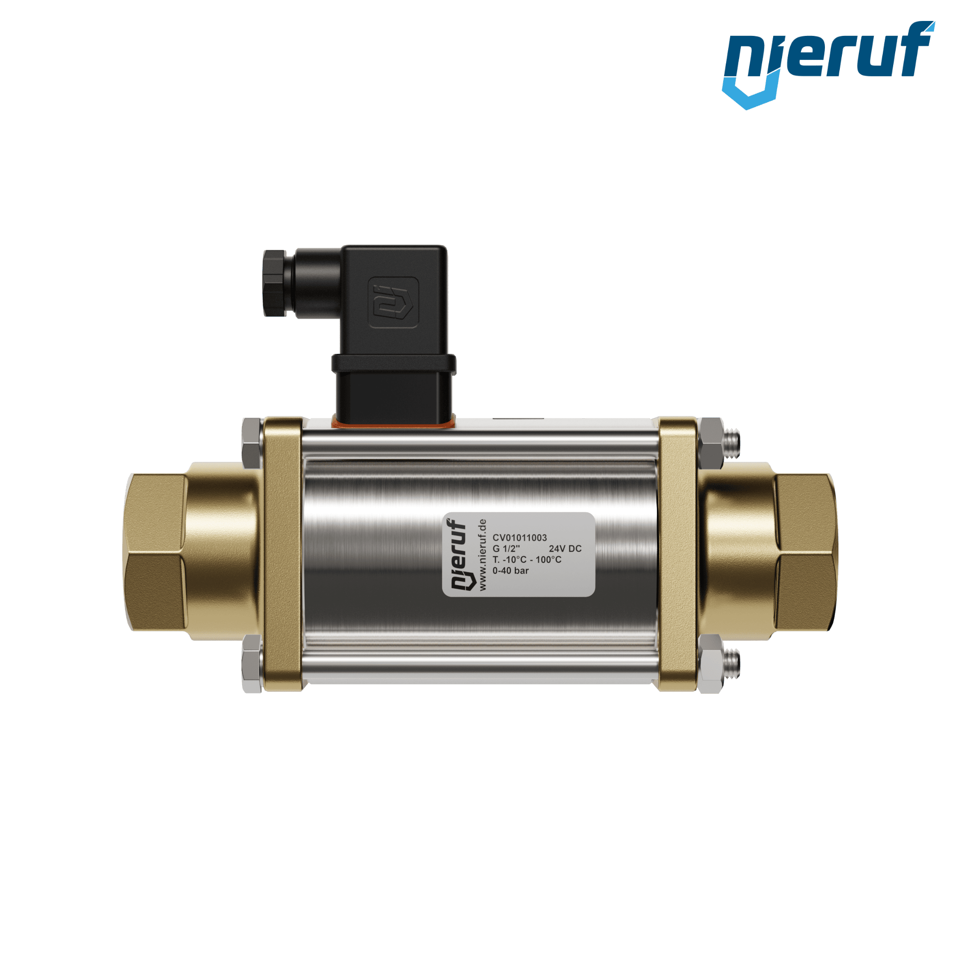 valvola coassiale 1/2" pollici filettatura interna - DN15 ottone 24V DC NC - per applicazione con acqua
