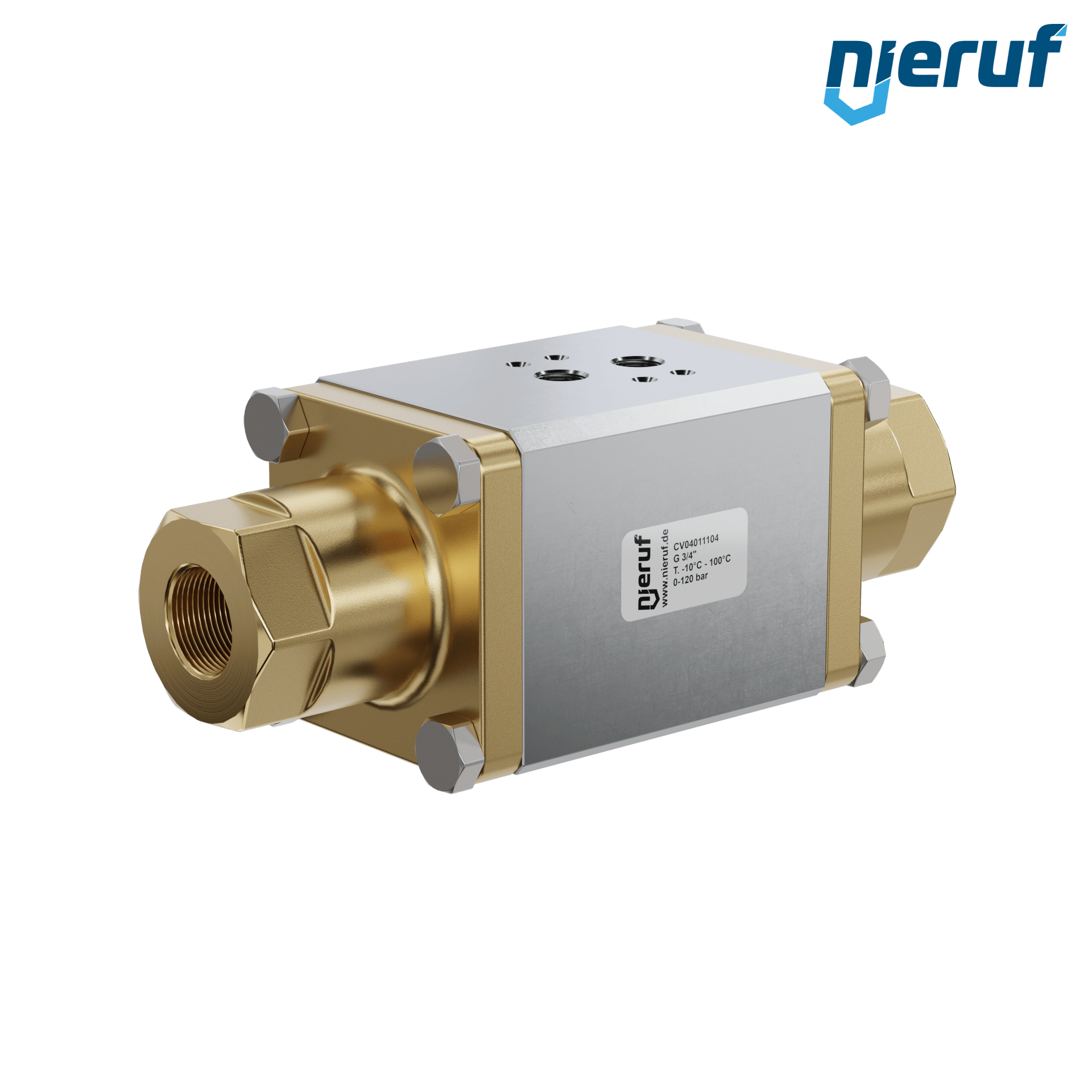 valvola coassiale a 2/2 vie CV04 3/4" pollici filettatura interna - DN20 ottone max. 120 bar NO - per applicazione con acqua