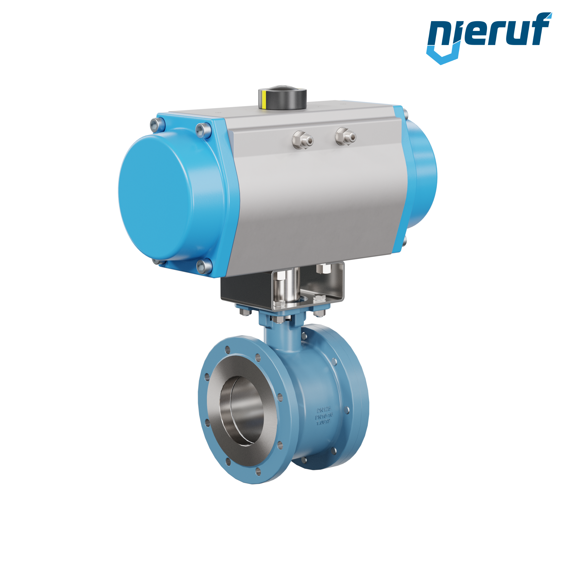 valvola a sfera flangiata dal design compatto DN125 PK06 azionamento rotativo pneumatico a semplice effetto apertura a molla