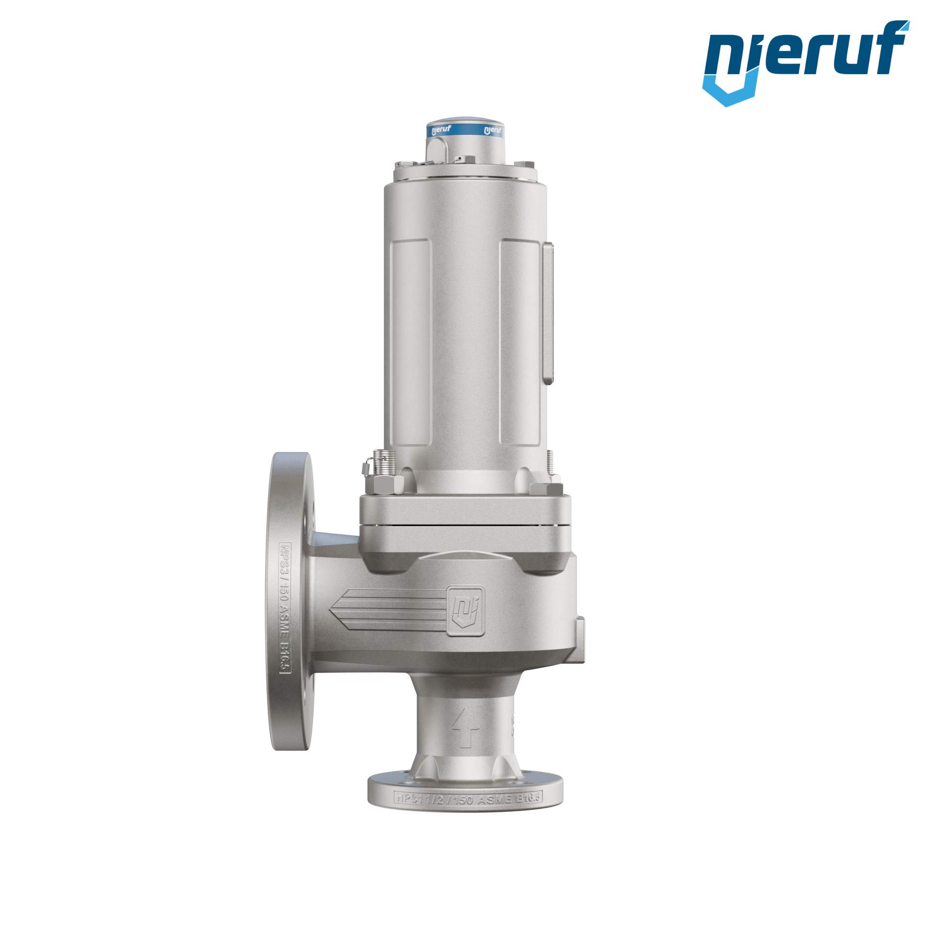 valvola di sicurezza flangiata ASME fluidi liquidi a tenuta di gas ANSI 150 DN40 1 1/2" x 3" SF04, acciaio inossidabile, FFKM, senza dispositivo di sollevamento