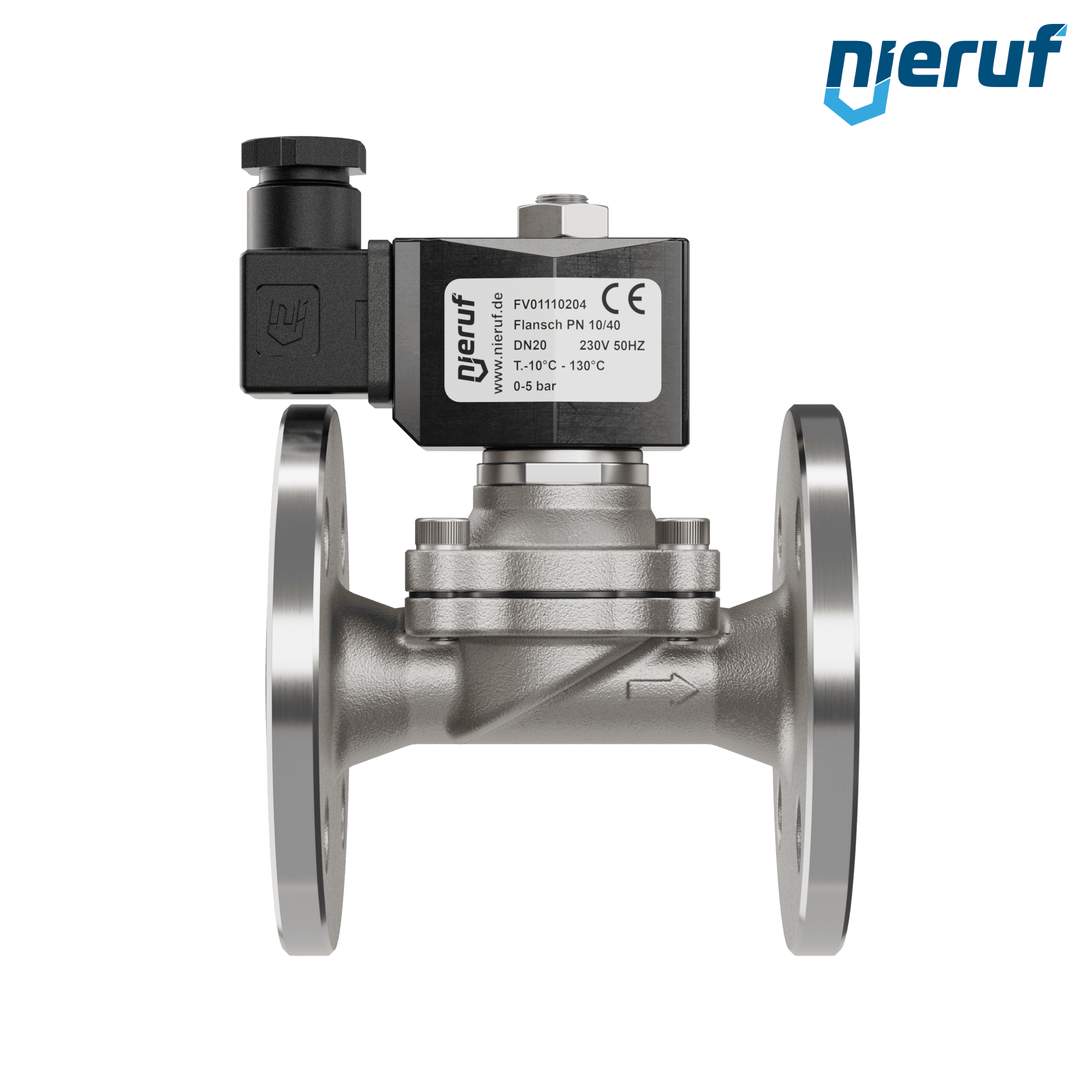 elettrovalvola per il vuoto con flangia DN20 acciaio inossidabile FV01 EPDM 230V 50Hz