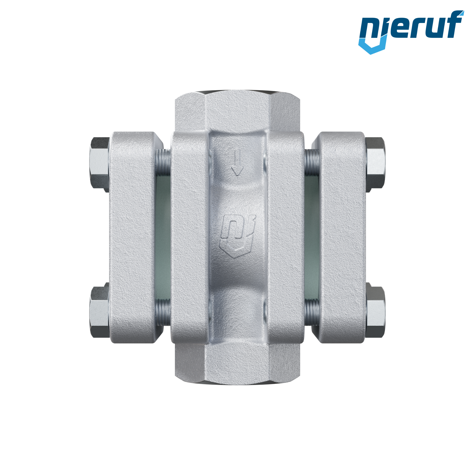 oblò di osservazione filettato / specola visiva a ghiera G 1" pollici ghisa grigia GG25 vetro borosilicato versione con rotore in PTFE