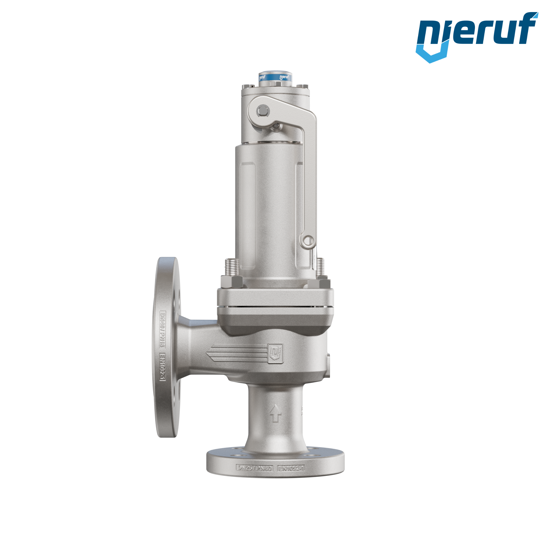 valvola di sicurezza flangiata DN25/DN40 SF04, acciaio inox 1.4408 PTFE, dispositivo di sollevamento con leva