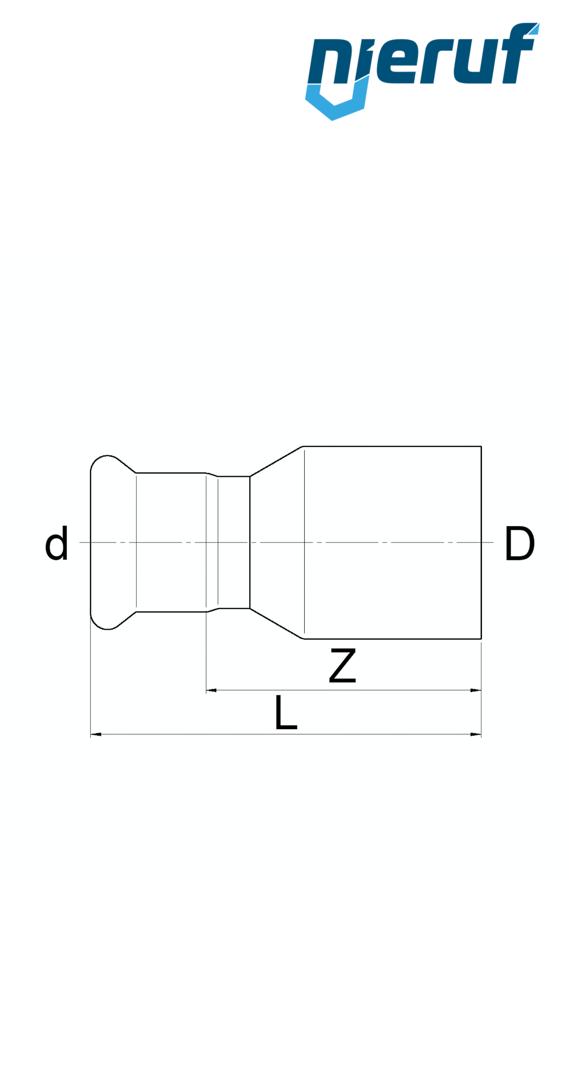 Reducción Pressfitting A DN40 x DN32 Acero inoxidable