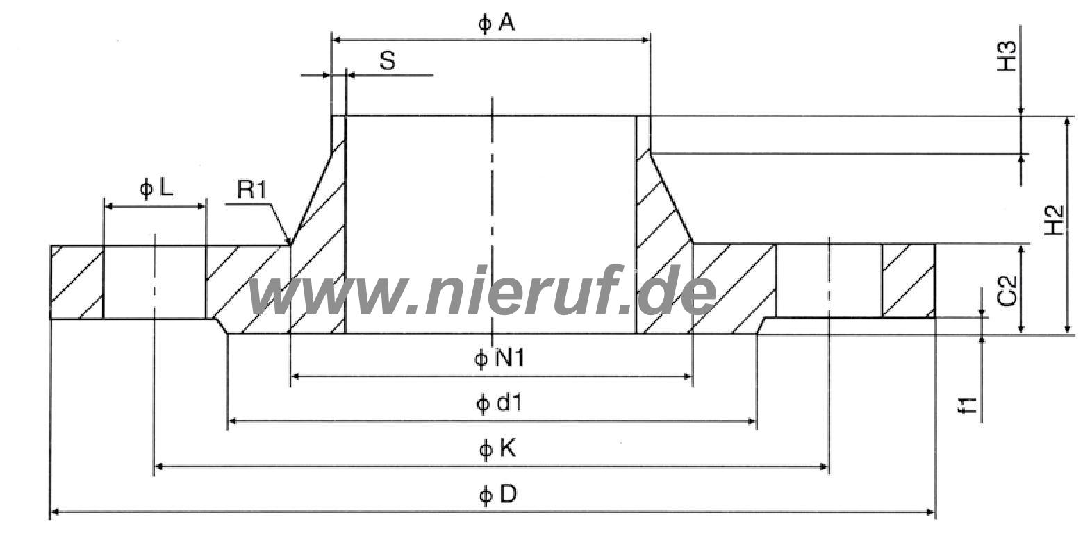 Φλάντζα προ-συγκόλλησης DN250 PN16 EN1092-1 11 B1 1.4541