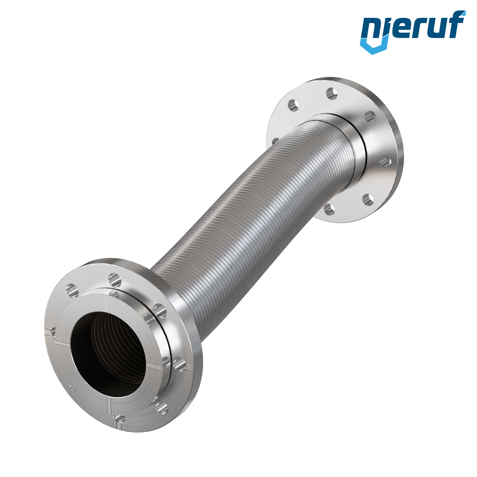 Tubo corrugato in acciaio inossidabile ES01 DN100 - 4" pollici con treccia doppia e flangia girevole Lunghezza 1000 mm