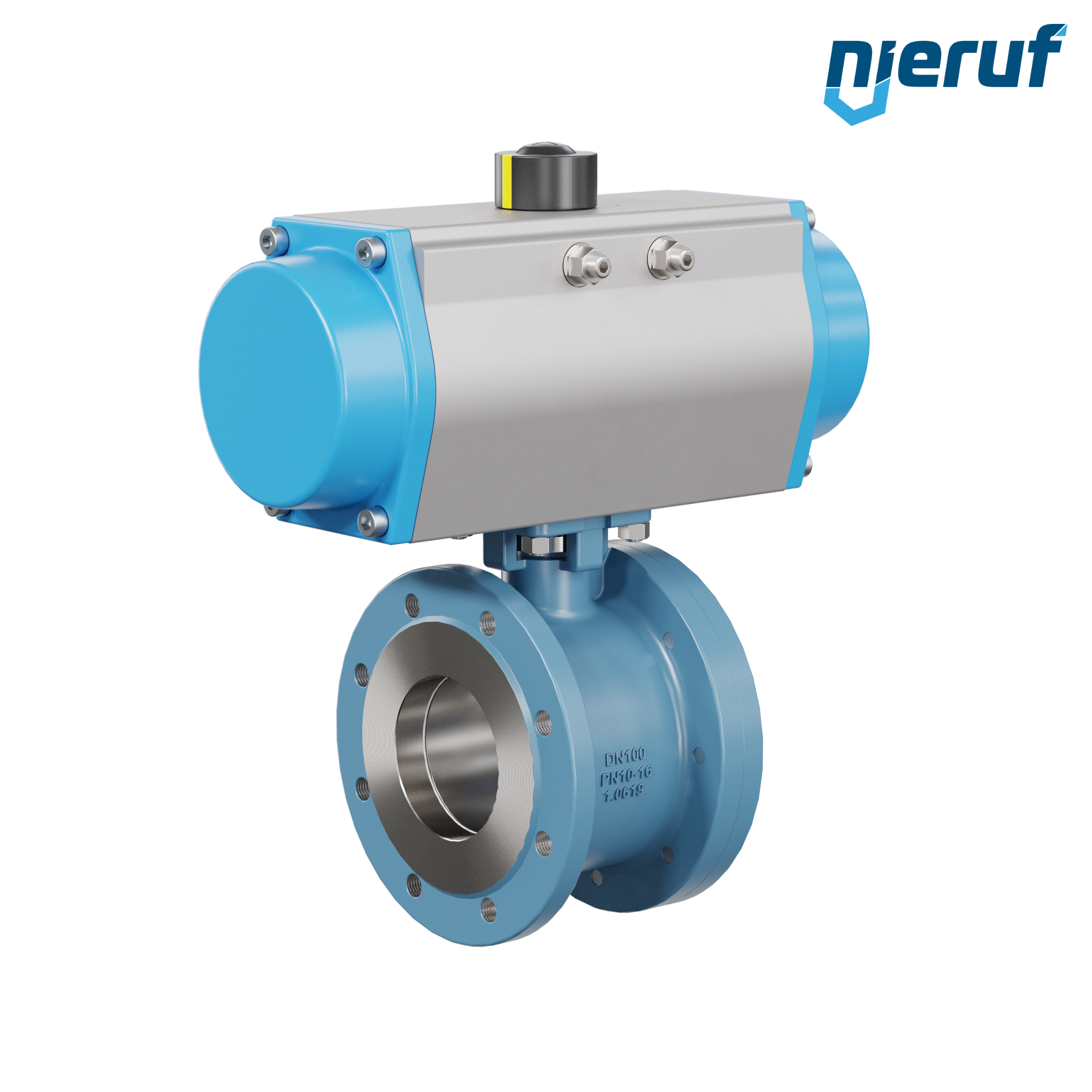 valvola a sfera flangiata dal design compatto DN100 PK06 azionamento rotativo pneumatico a semplice effetto apertura a molla