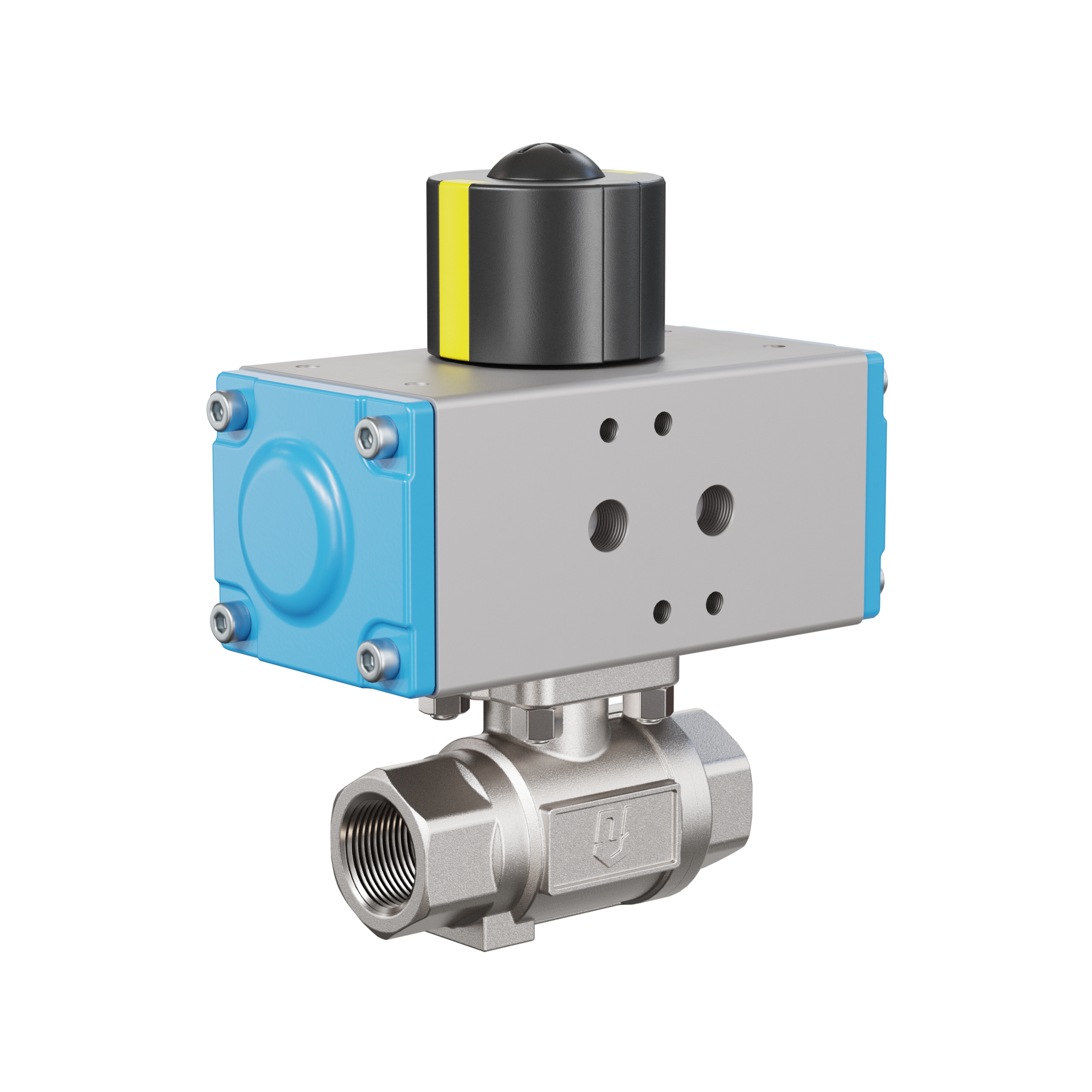 valvola a sfera con attuatore pneumatico DN15 - 1/2" pollici acciaio inossidabile azionamento pneumatico rotativo PK02 DVGW W