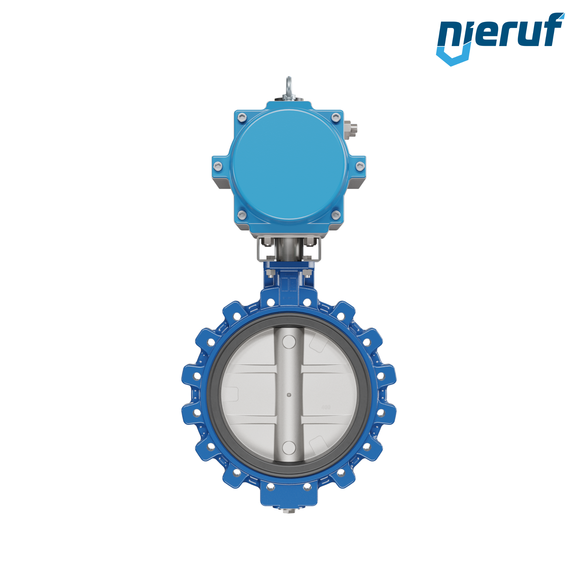 Butterfly valve DN 400 AK02 FPM pneumatic actuator single acting normally closed