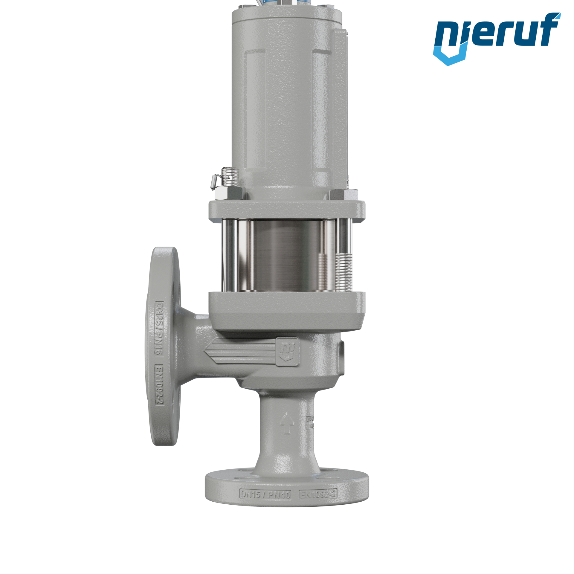 valvola di sicurezza flangiata DN15/DN25 SF06, cappello della molla a tenuta di gas (antigas) & manicotto di tenuta in acciaio inossidabile PTFE, senza dispositivo di sollevamento