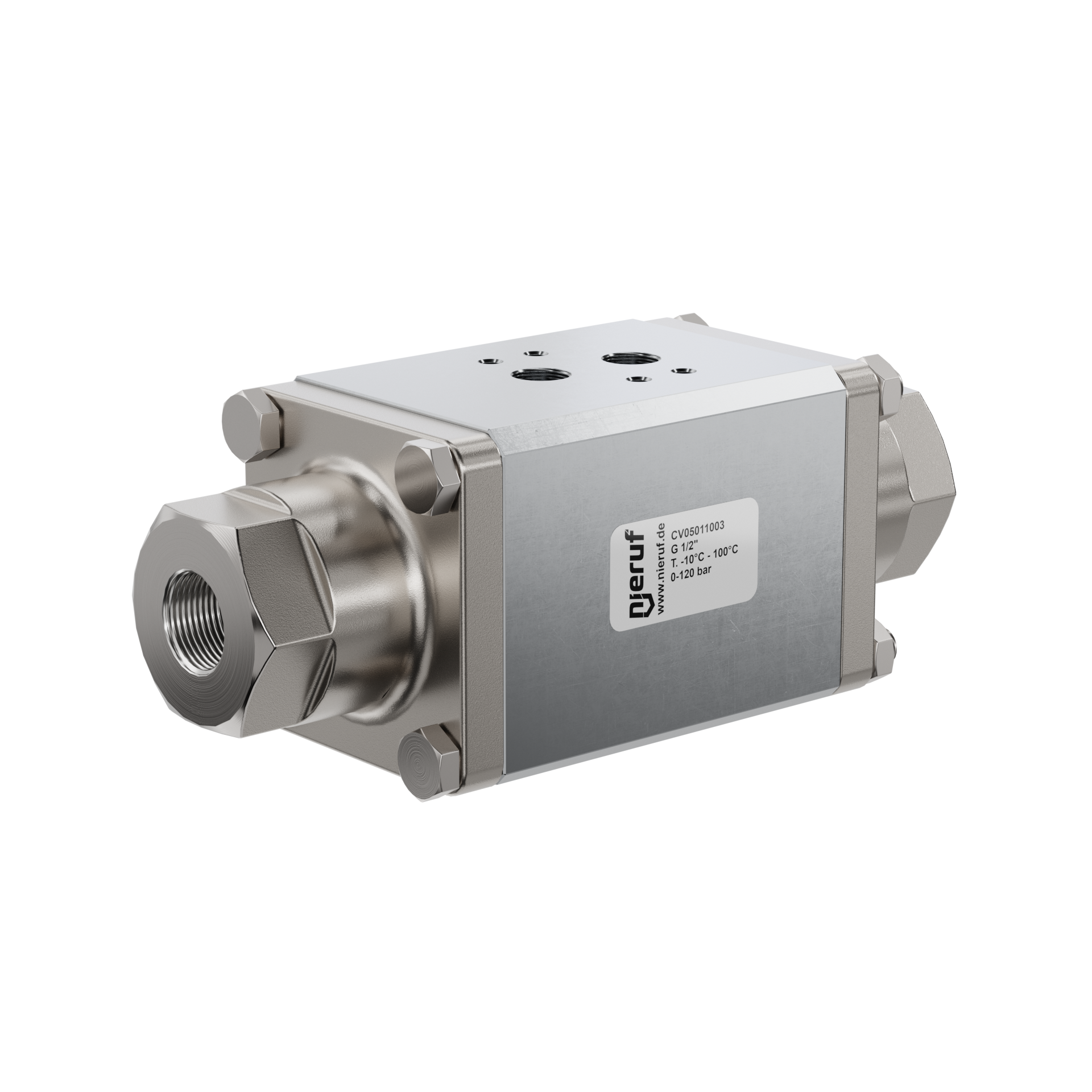 valvola coassiale a 2/2 vie CV05 1/2" pollici filettatura interna - DN15 acciaio inossidabile max. 120 bar NC - per applicazione con acqua