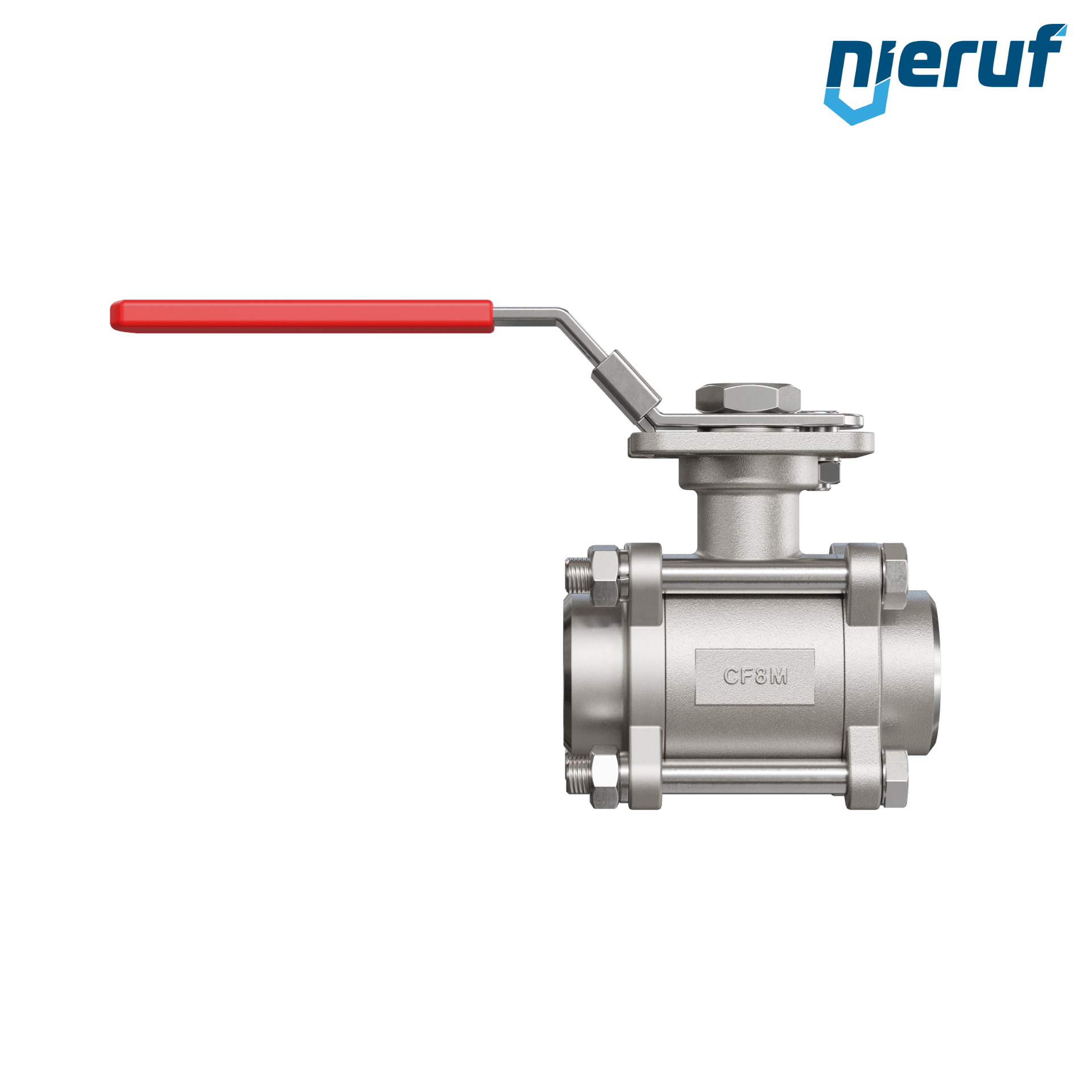 Valvola a sfera in acciaio inossidabile a 3 pezzi GK20 con una flangia per automazione conforme alla norma DIN ISO 5211 DN40 a saldare