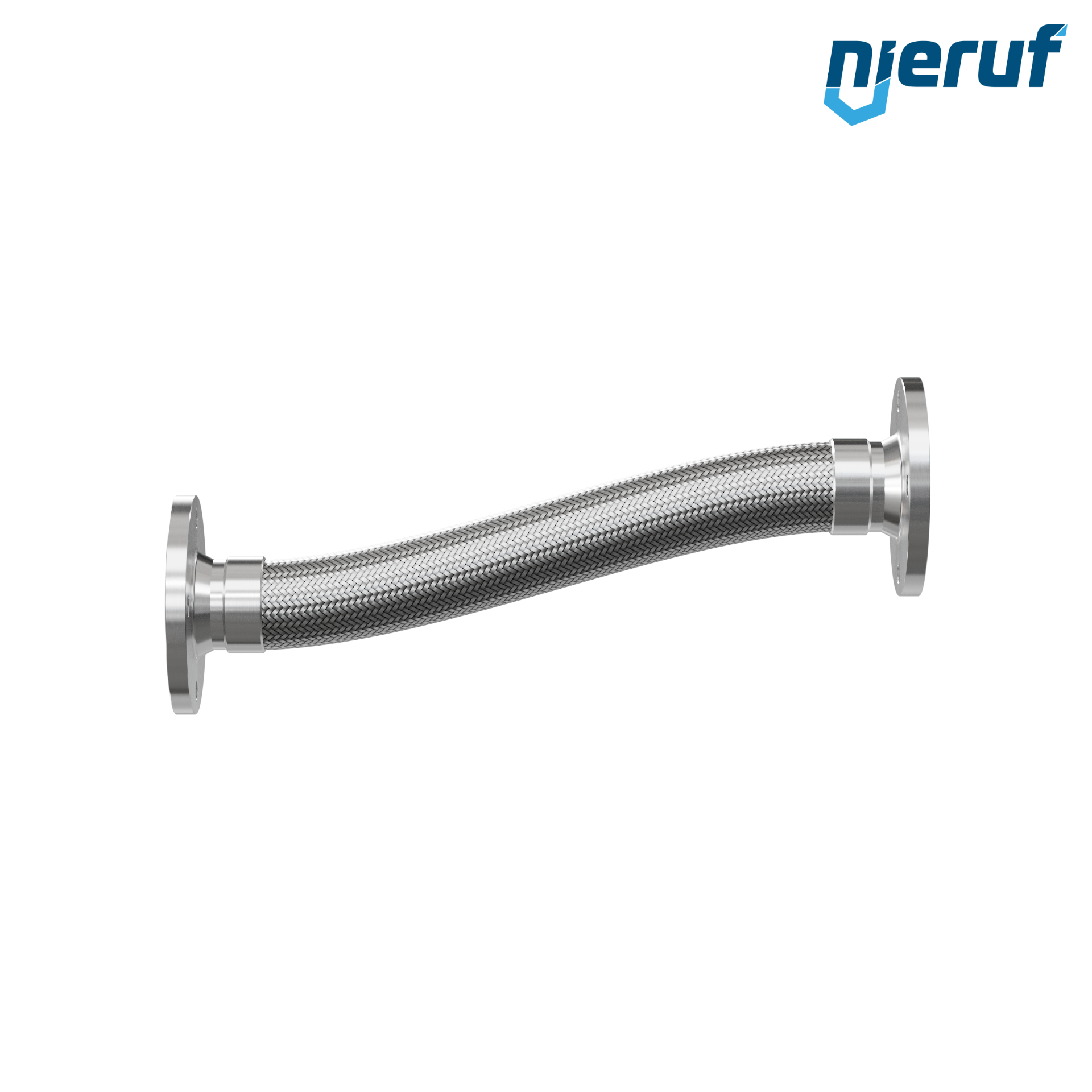 Tubo corrugato in acciaio inossidabile ES01 DN65 - 2 1/2" pollici con treccia singola e flangia fissa Lunghezza 1000 mm