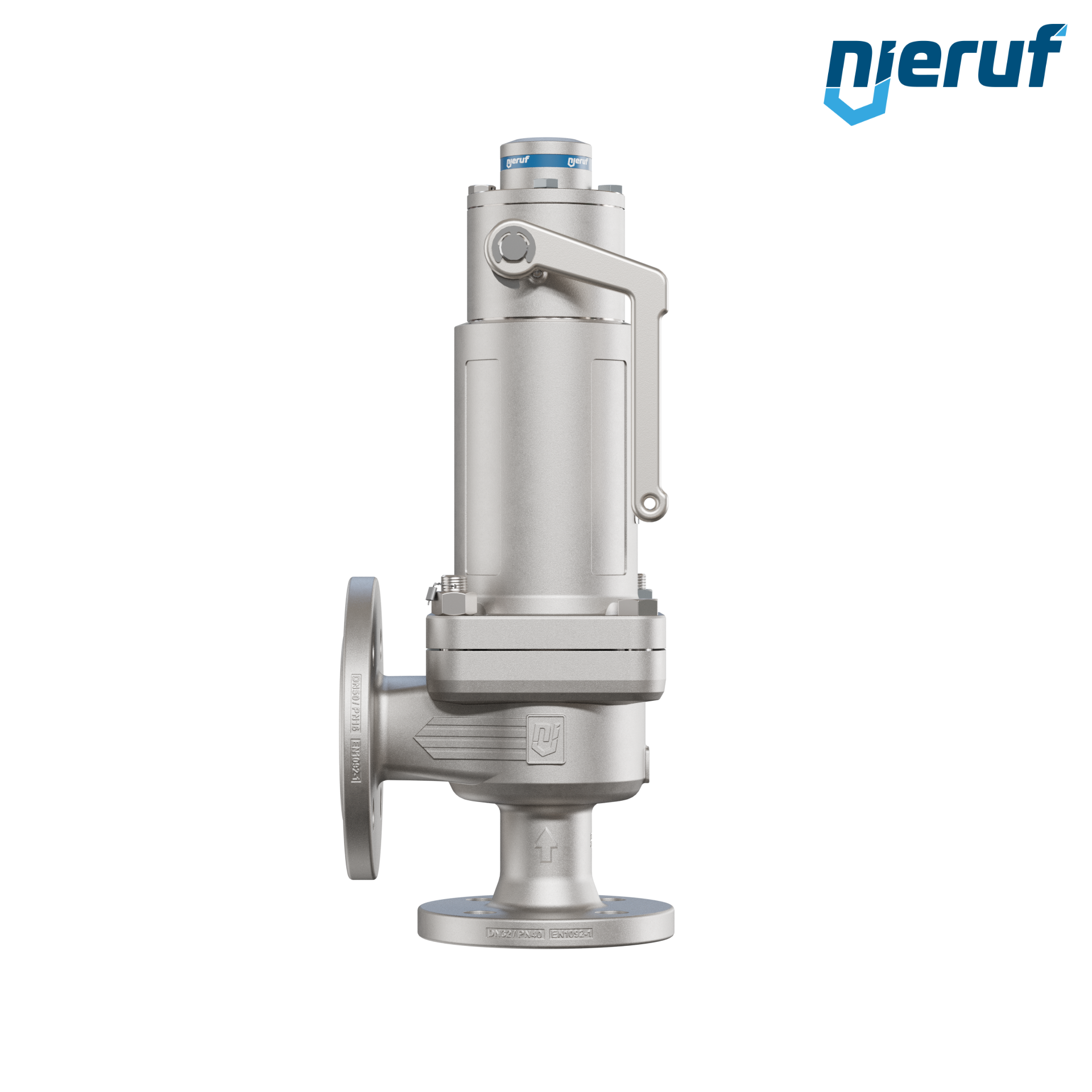 valvola di sicurezza flangiata DN32/DN50 SF04, acciaio inox 1.4408 PTFE, dispositivo di sollevamento con leva