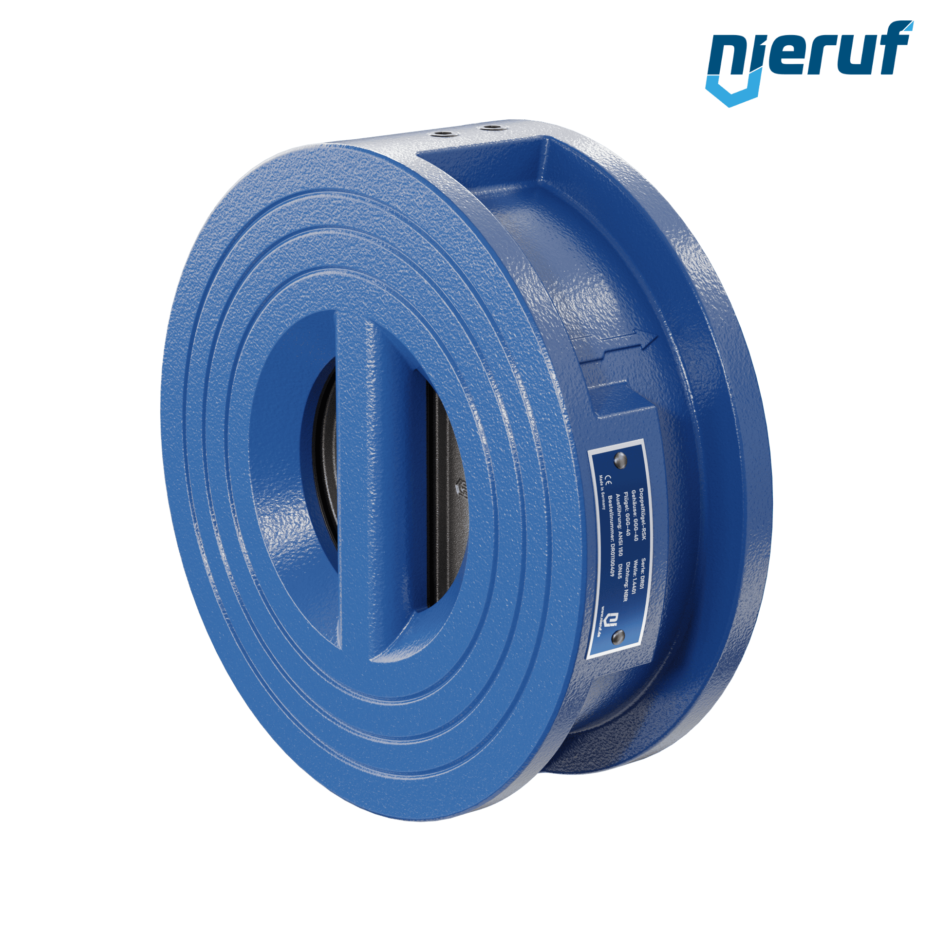 valvola di ritegno a doppio battente DN65 ANSI150 DR01 ANSI 150 GGG40 con rivestimento epossidico blu 180µm  NBR