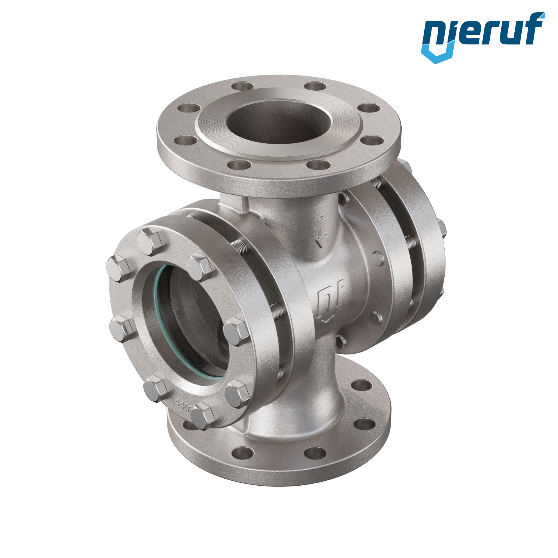 Specola visiva flangiata DN100 acciaio inossidabile AISI 316 flangia PN40 vetro borosilicato versione con rotore in PTFE