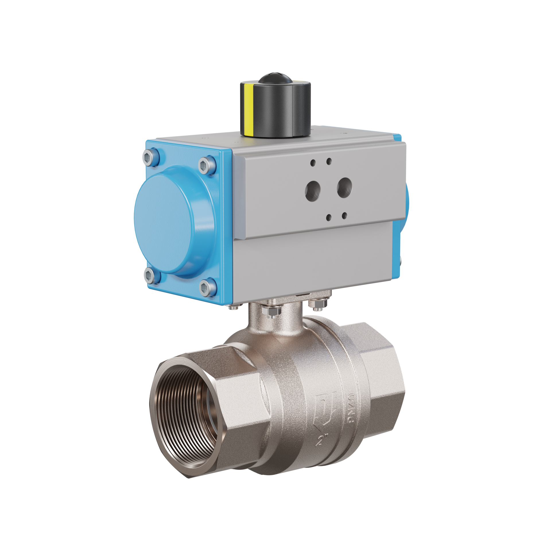 valvola a sfera automatica con manicotto DN50 - 2" pollici azionamento rotativo pneumatico a doppio effetto PK01