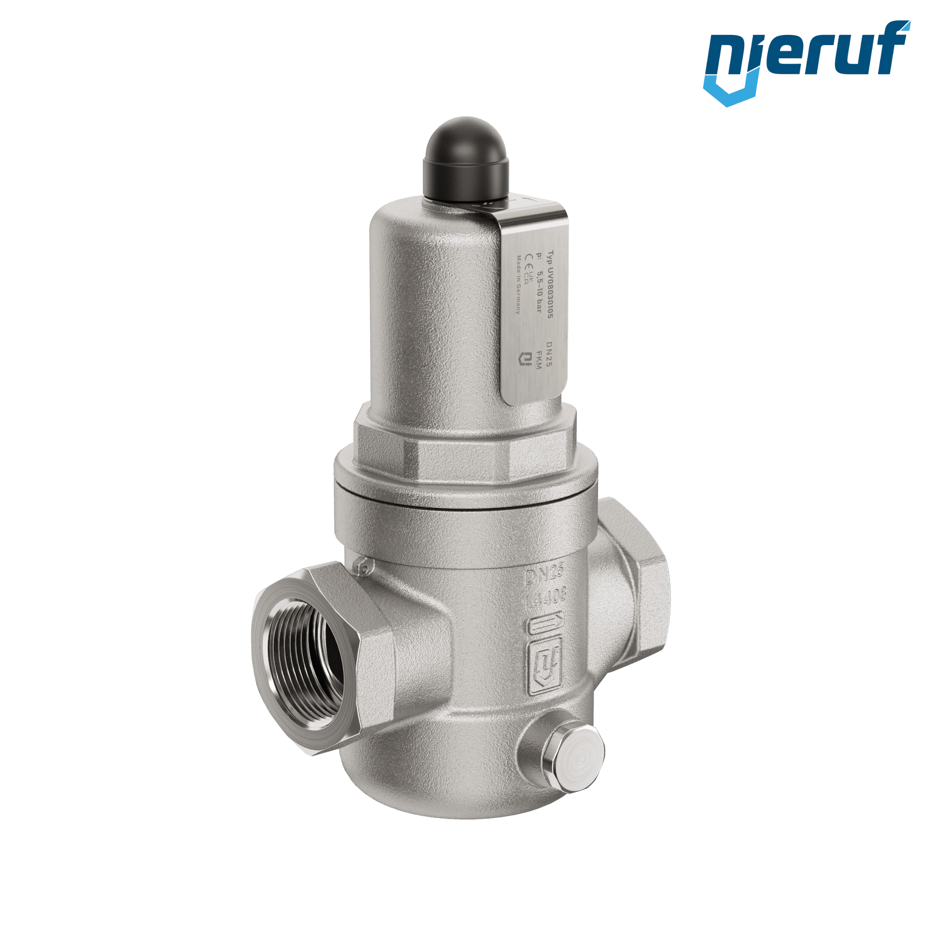 valvola di troppo pieno a pressione differenziale 1" pollici filettat. int UV08 acciaio inossidabile AISI 316L 5,5 - 10,0 bar