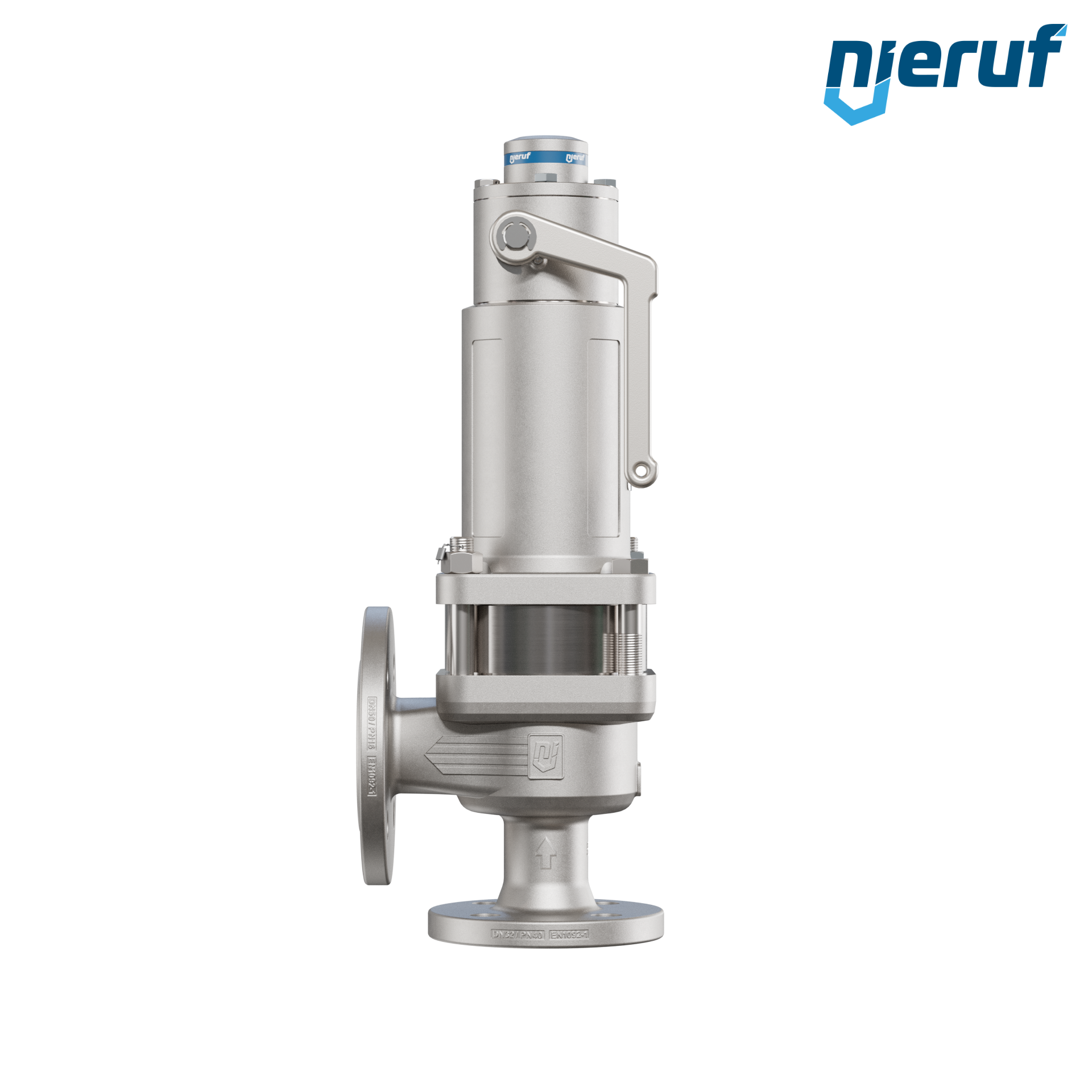 valvola di sicurezza con cappello a tenuta di gas & manicotto di tenuta DN32/DN50 SF04, PTFE, dispositivo di sollevamento con leva