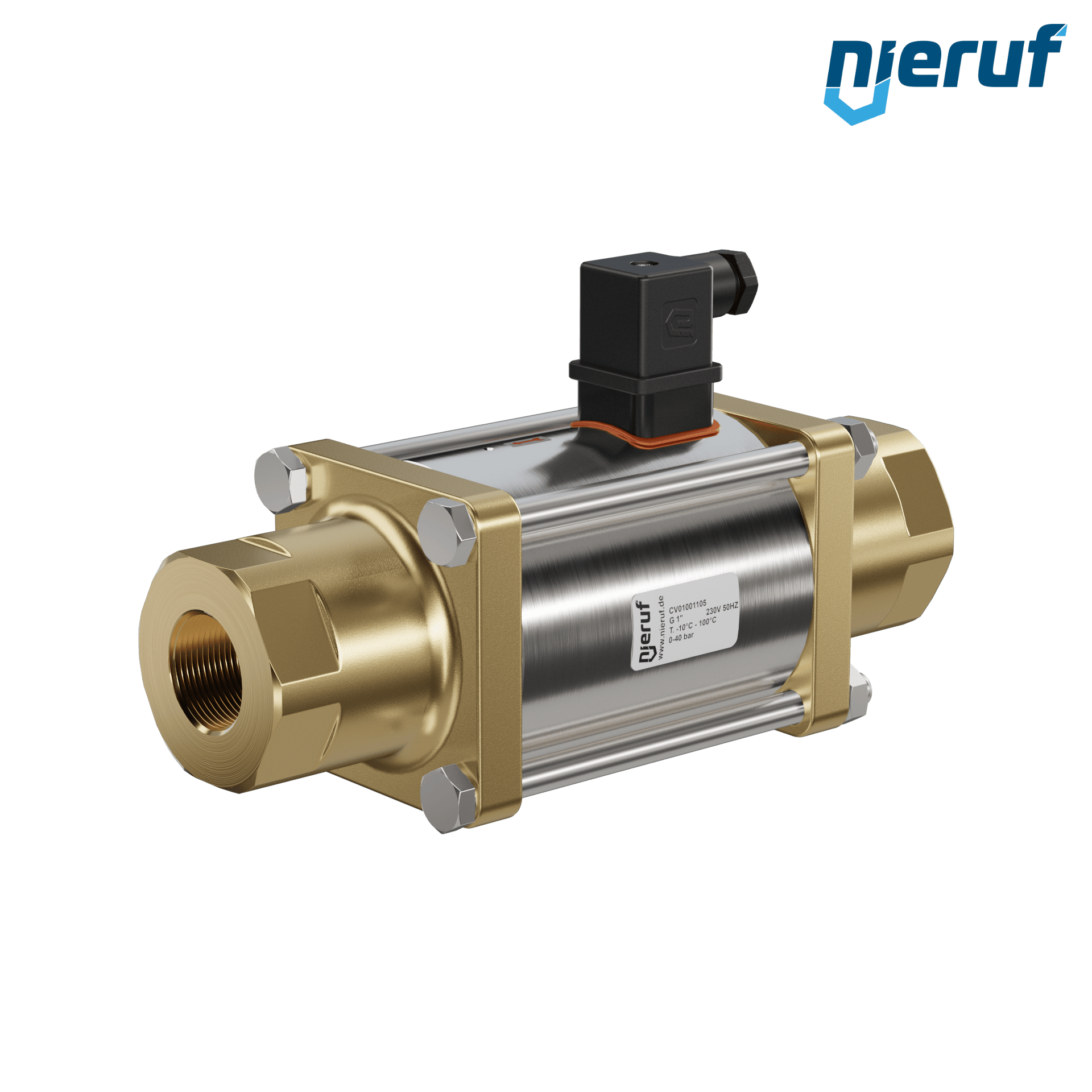 valvola coassiale 1" pollici filettatura interna - DN25 ottone 230V AC NO - per applicazione con acqua