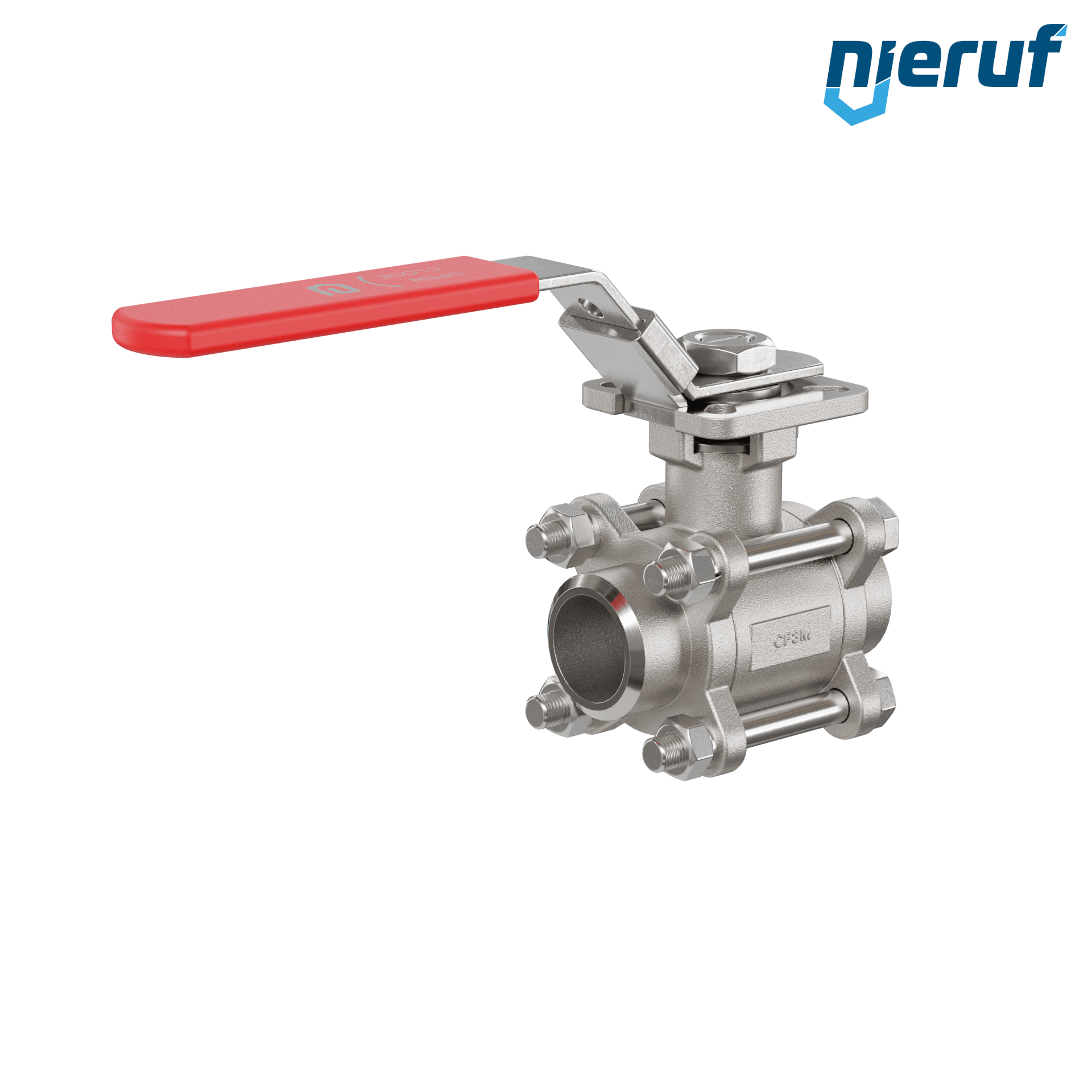Valvola a sfera in acciaio inossidabile a 3 pezzi GK20 con una flangia per automazione conforme alla norma DIN ISO 5211 DN25 a saldare
