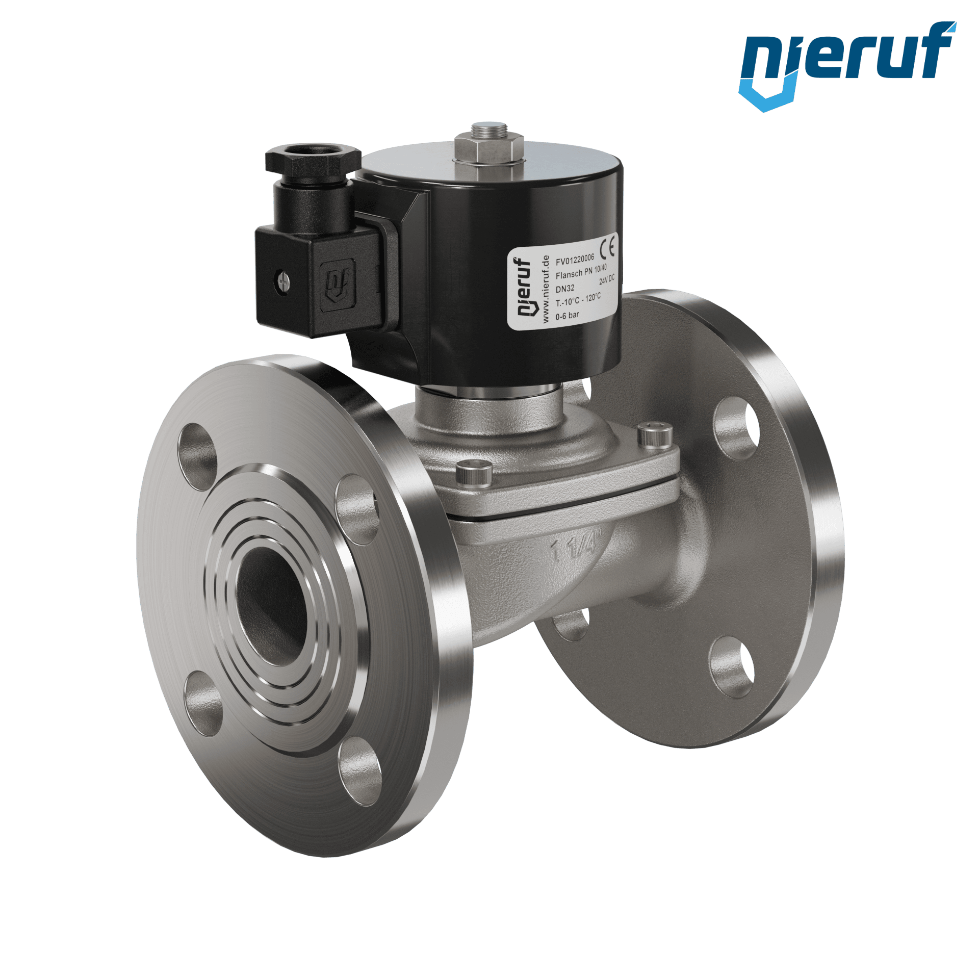 elettrovalvola flangiataDN32 acciaio inossidabile FV01 FKM 24V DC