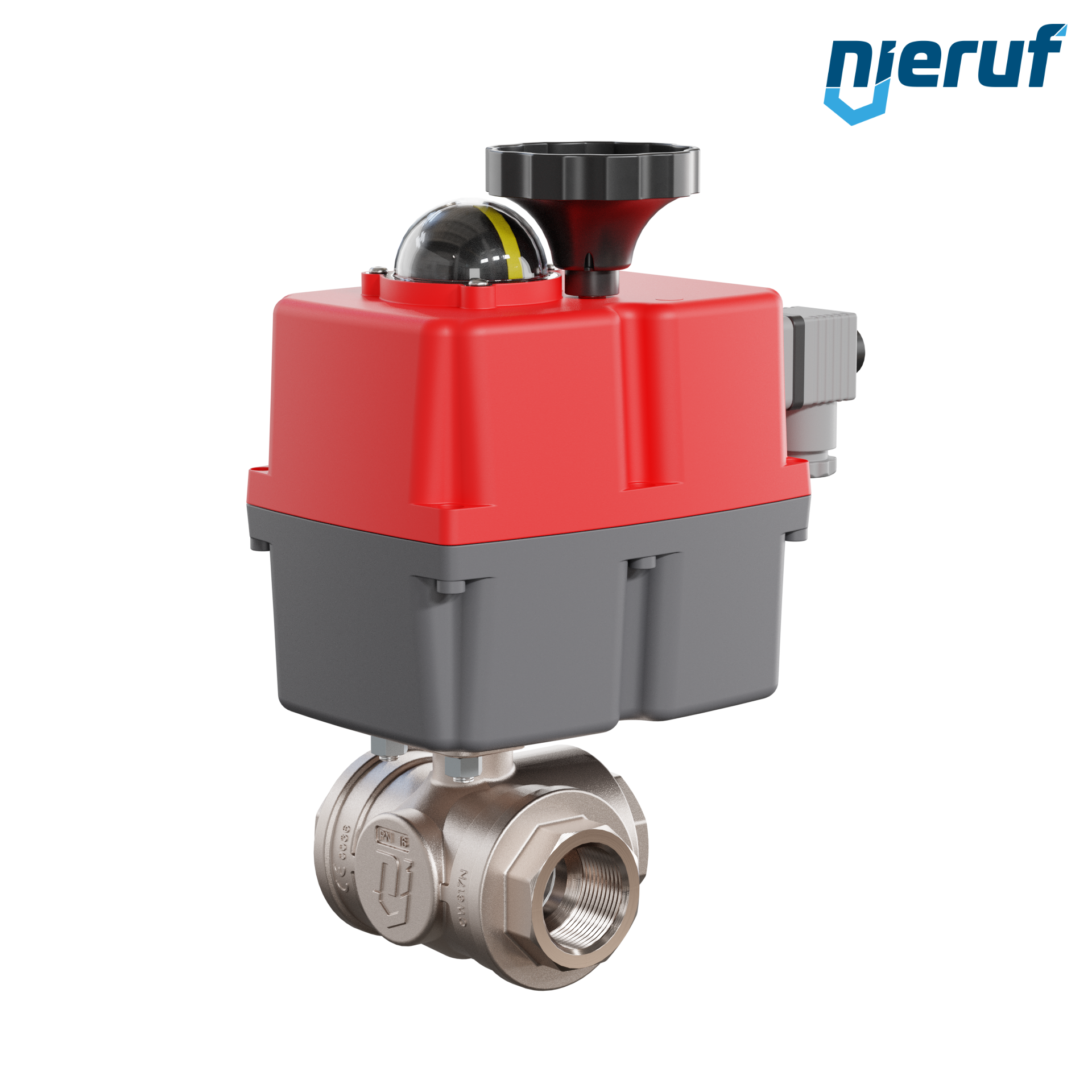 valvola a sfera a 3 vie con attuatore elettrico 24-240V DN25 - 1" pollici ottone a passaggio totale con incavo a forma di T