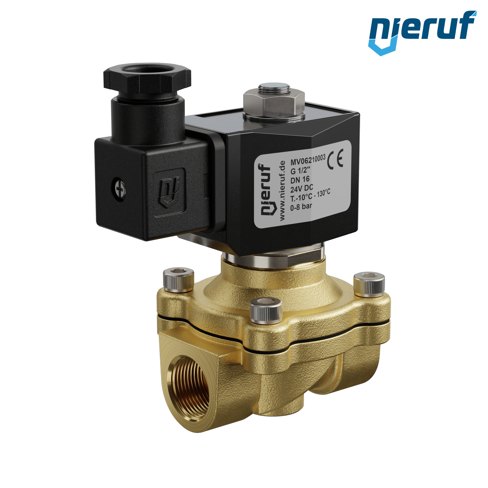 elettrovalvola G 1/2" pollici ottone MV06 EPDM 24V DC