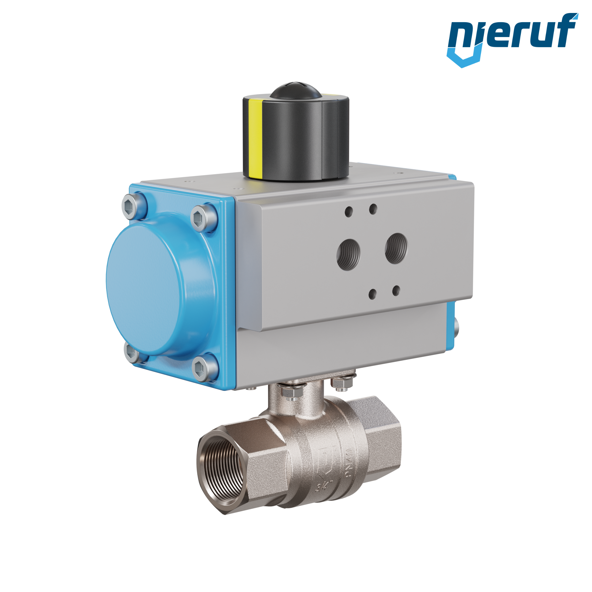 valvola a sfera automatica con manicotto DN20 - 3/4" pollici azionamento rotativo pneumatico a effetto semplice apertura a molla PK01
