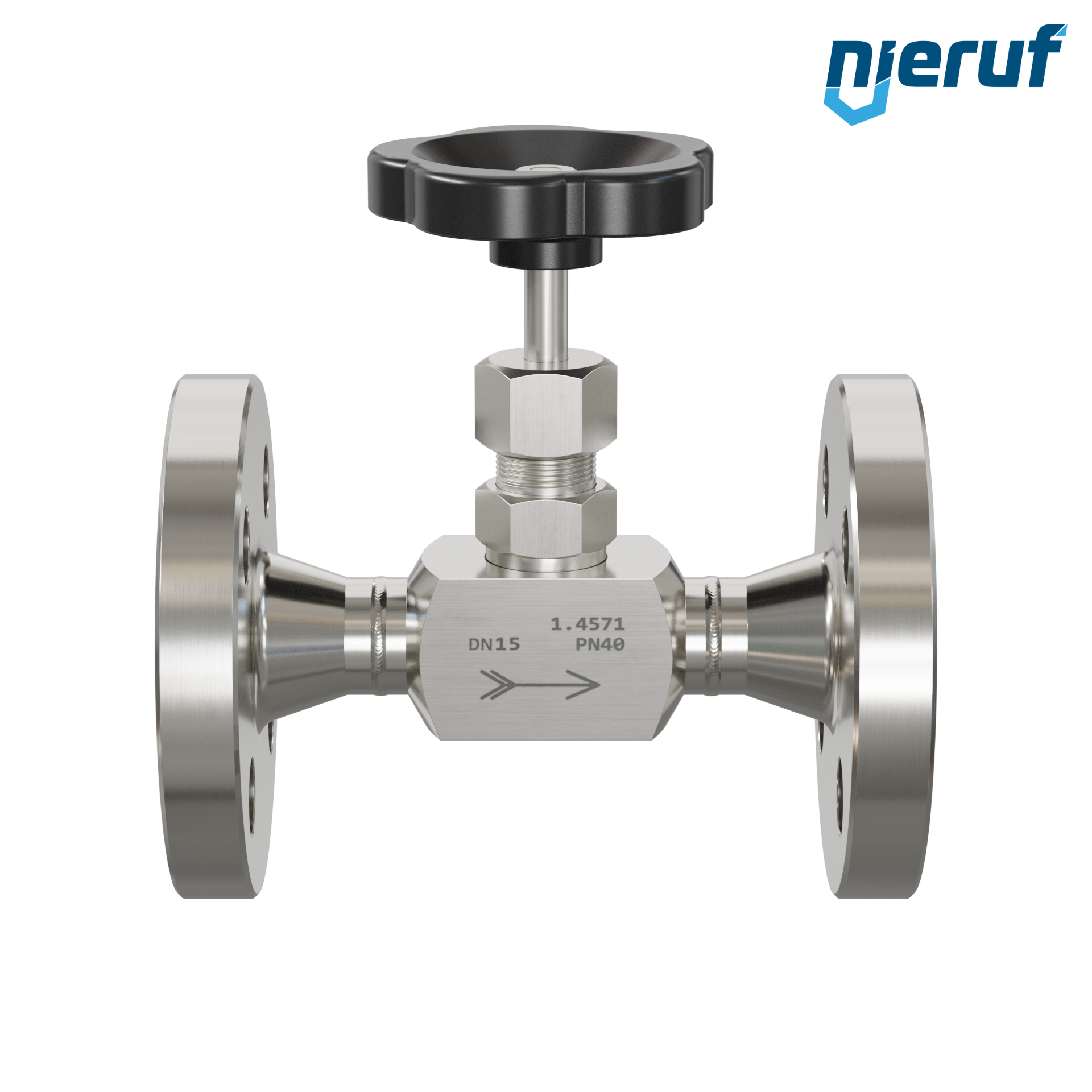 valvola a spillo flangiata NV04 DN15 PN40 acciaio inossidabile 1.4571