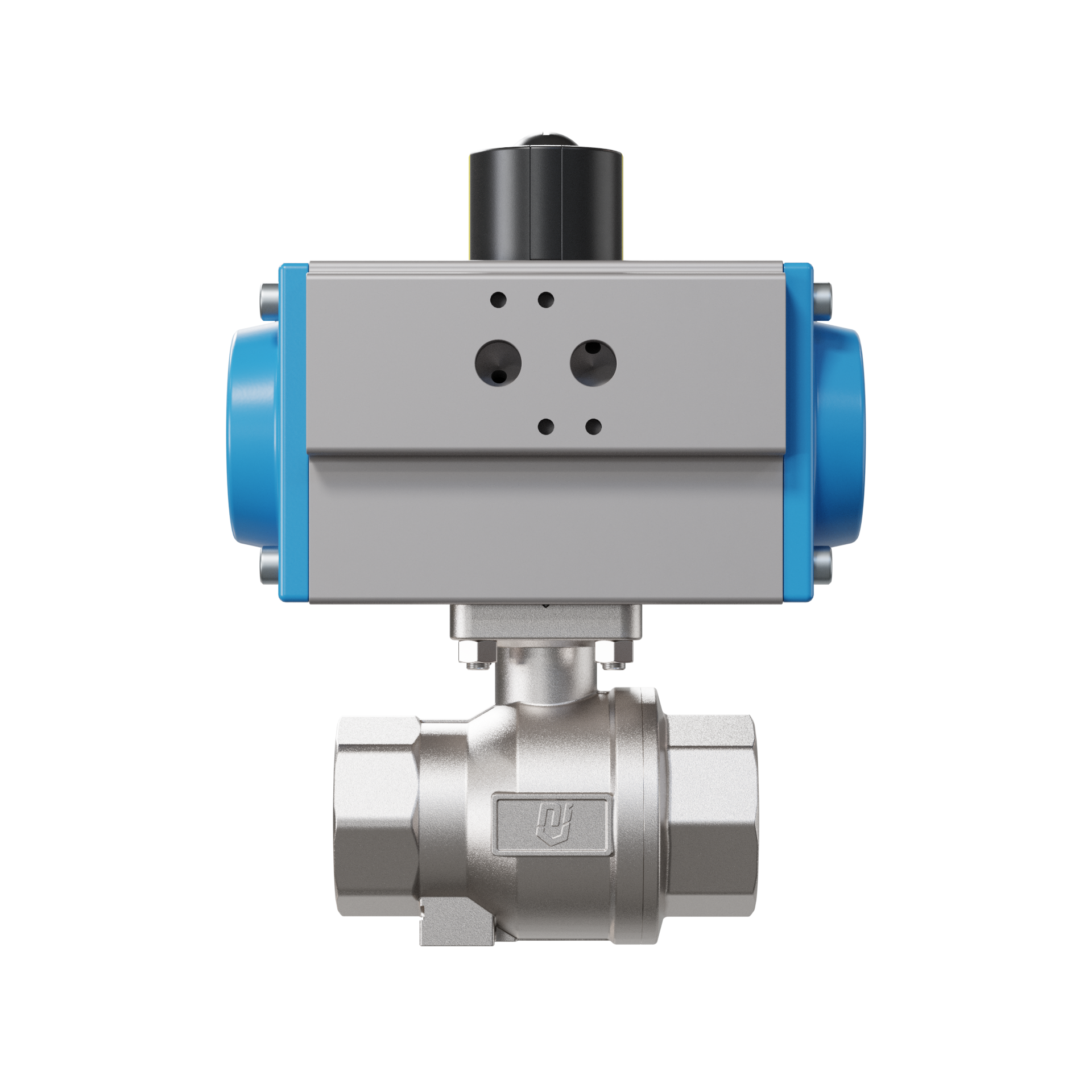 valvola a sfera con attuatore pneumatico DN32 - 1 1/4" pollici acciaio inossidabile azionamento pneumatico rotativo PK02 DVGW W
