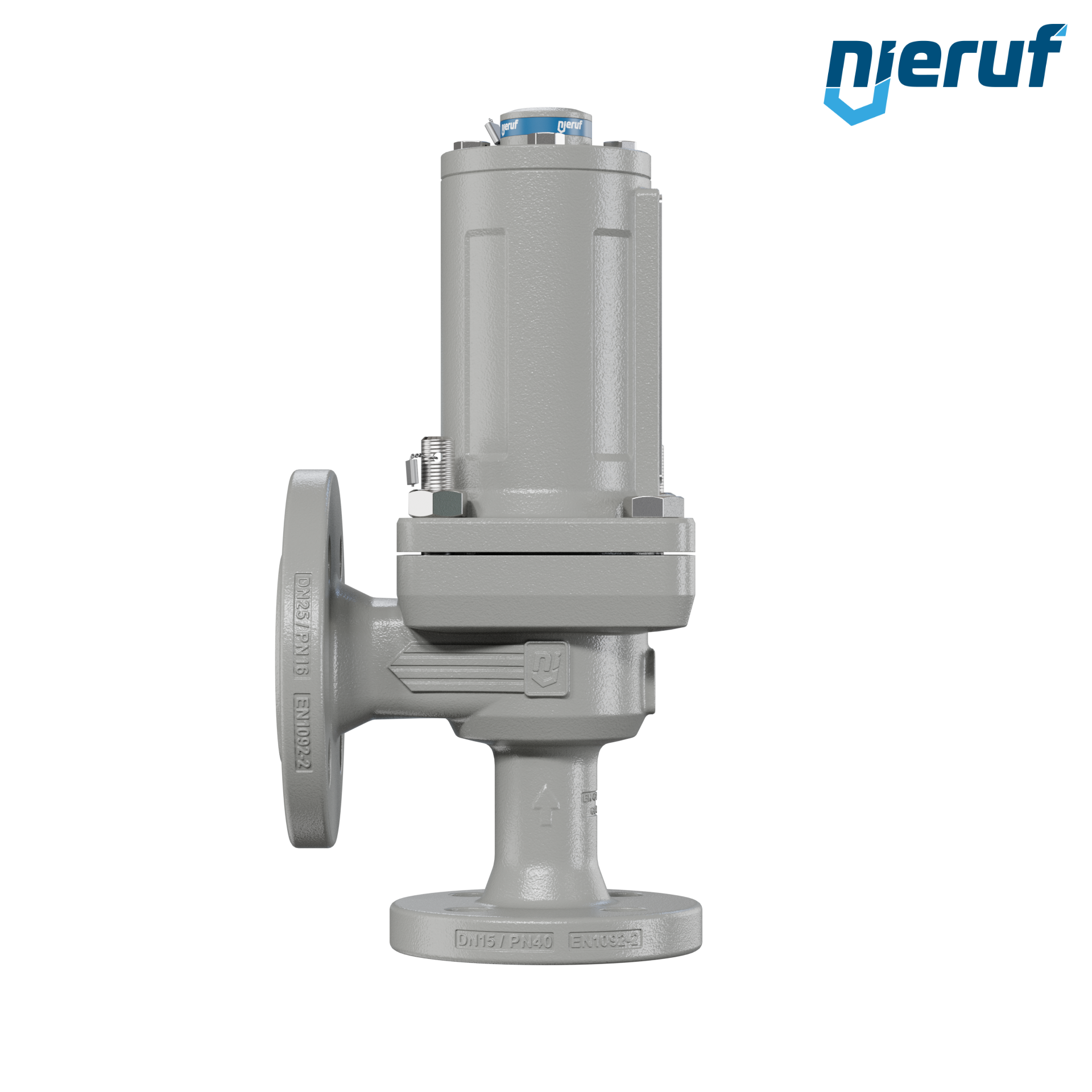 valvola di sicurezza flangiata DN15/DN25 SF06, cappello della molla a tenuta di gas (antigas) PTFE, senza dispositivo di sollevamento