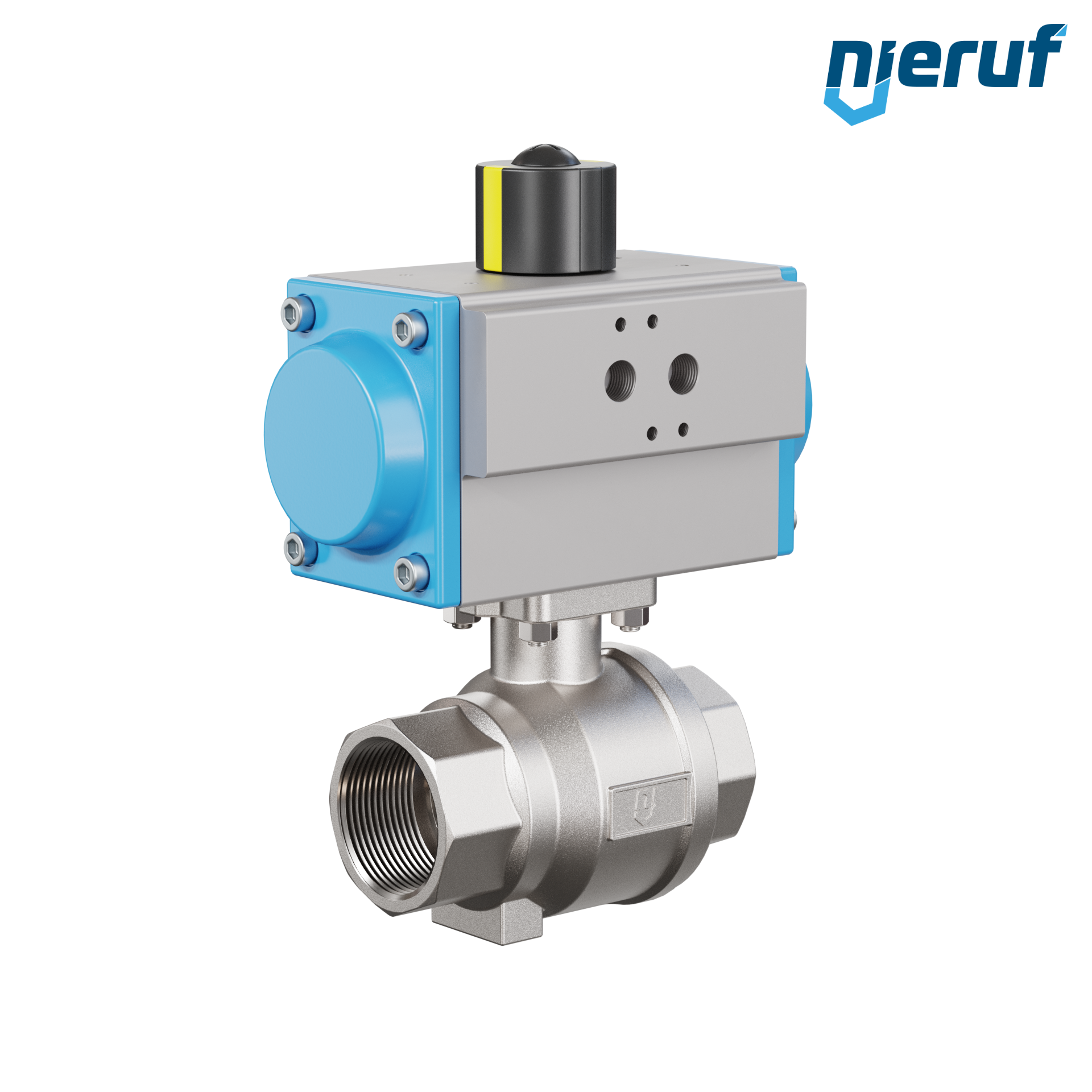 valvola a sfera pneumatica DN40 - 1 1/2" pollici azionamento rotativo a effetto semplice apertura a molla PK02