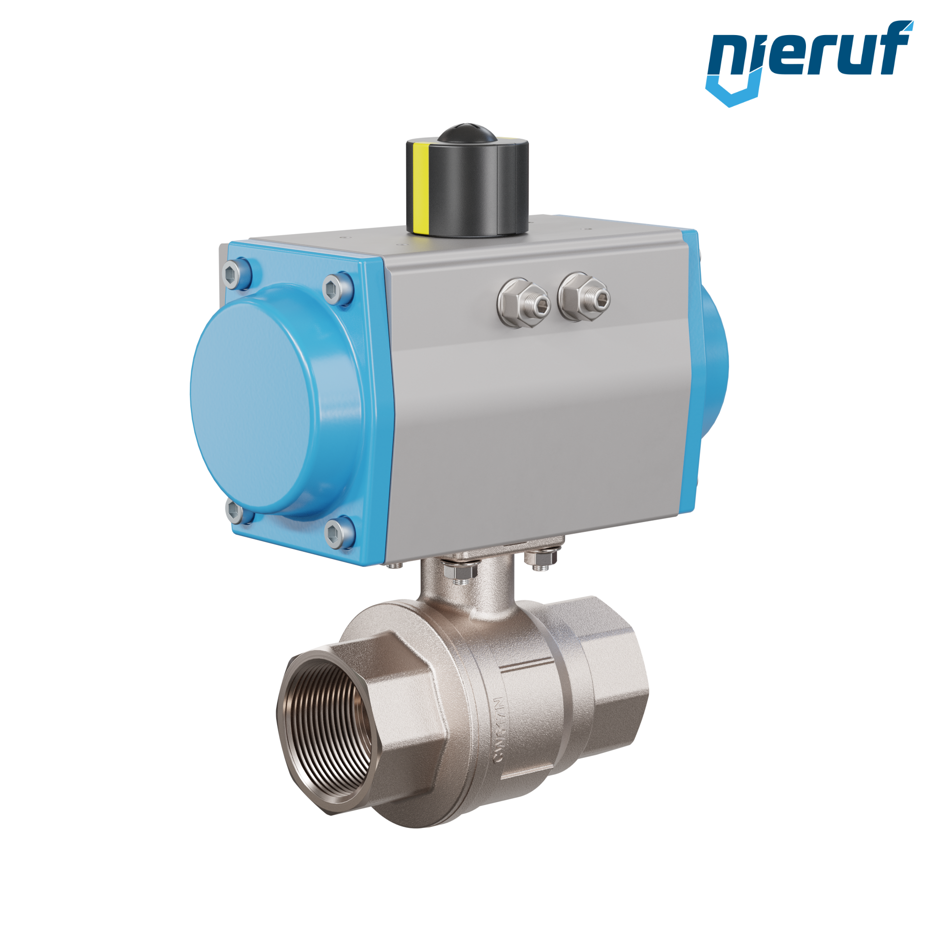 valvola a sfera automatica con manicotto DN40 - 1 1/2" pollici azionamento rotativo pneumatico a effetto semplice apertura a molla PK01