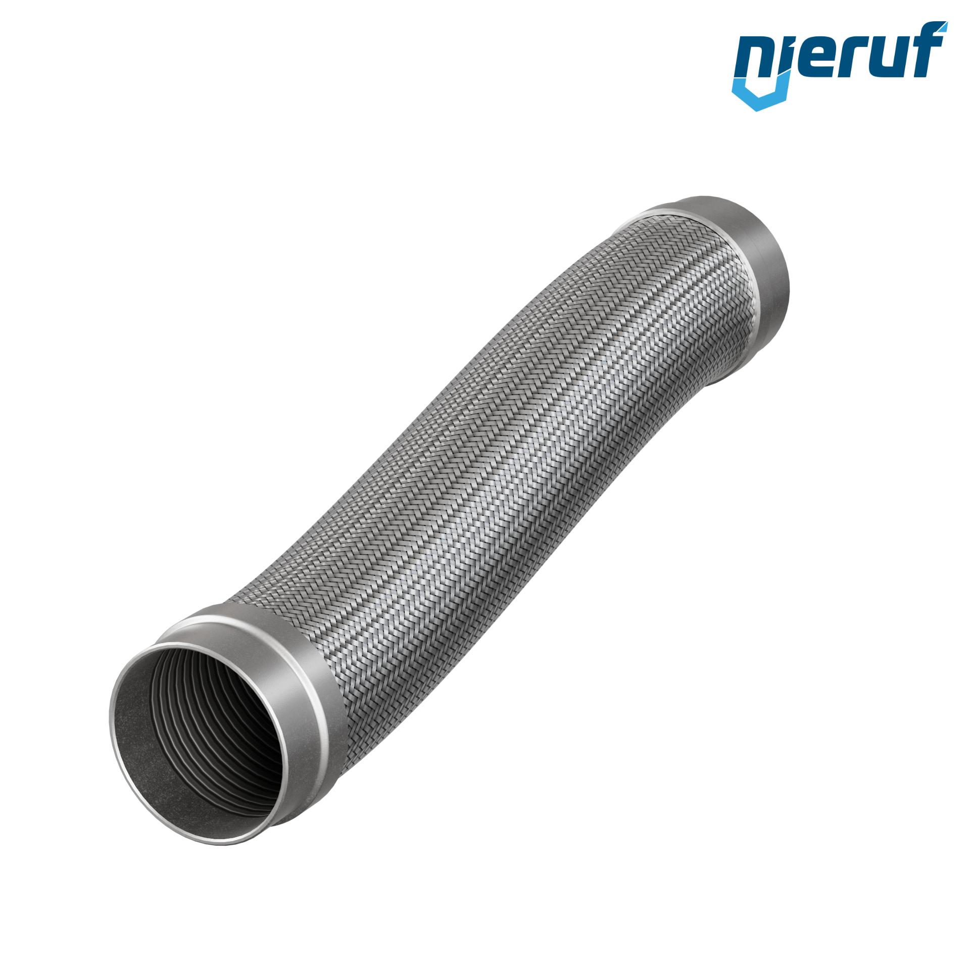 Tubo corrugato in acciaio inossidabile ES01 DN100 - 114.3 mm con treccia singola e estremità a saldare Lunghezza 1000 mm