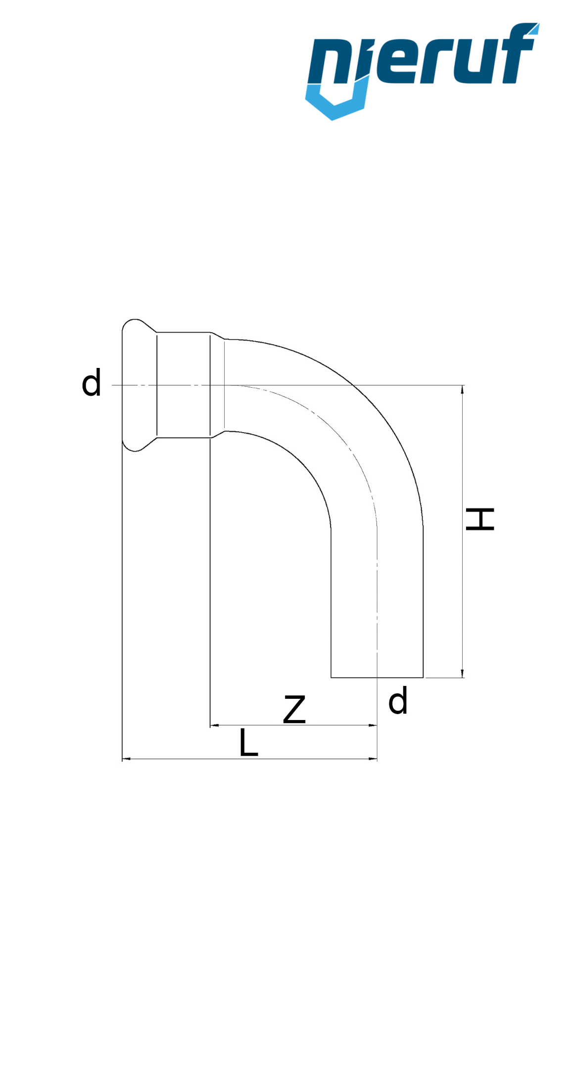 Codo Pressfitting 90° H x M DN65 - 76,1 mm Acero inoxidable