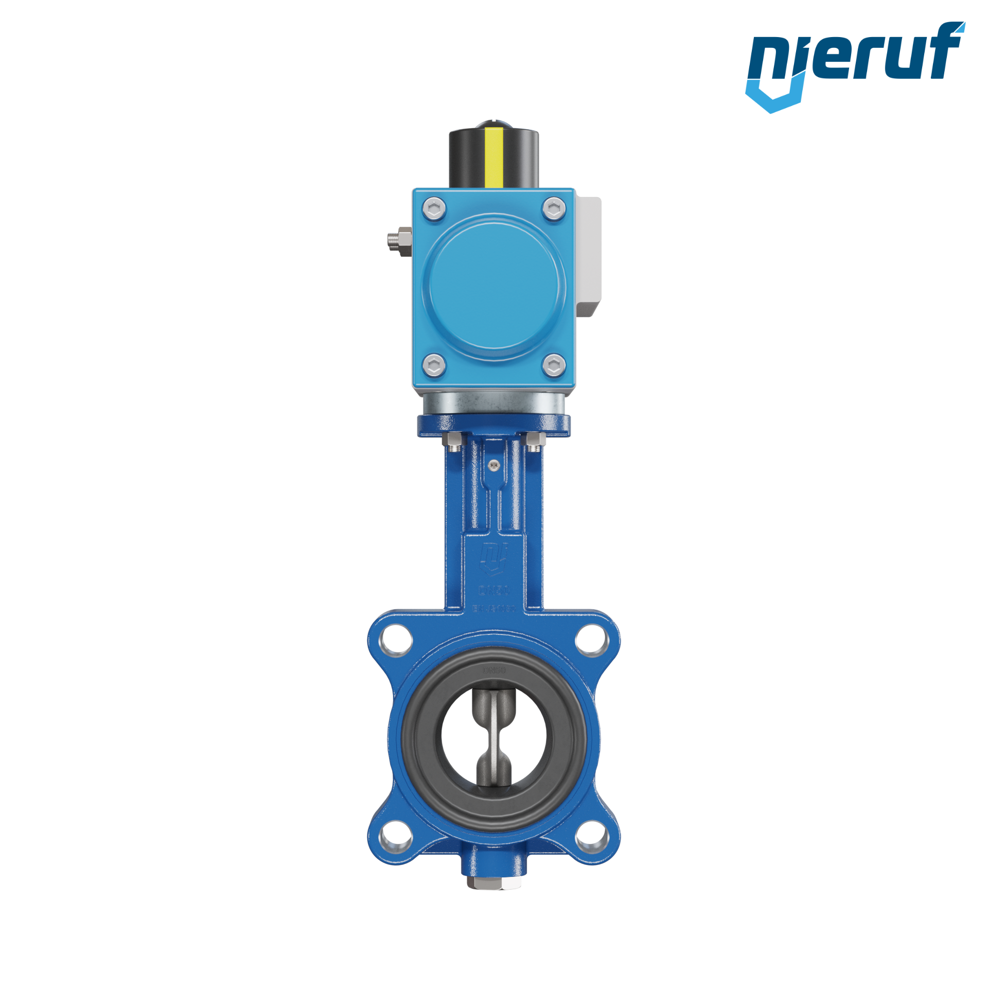 Butterfly valve DN 50 AK02 NBR-70-black DVGW gas pneumatic actuator single acting normally open
