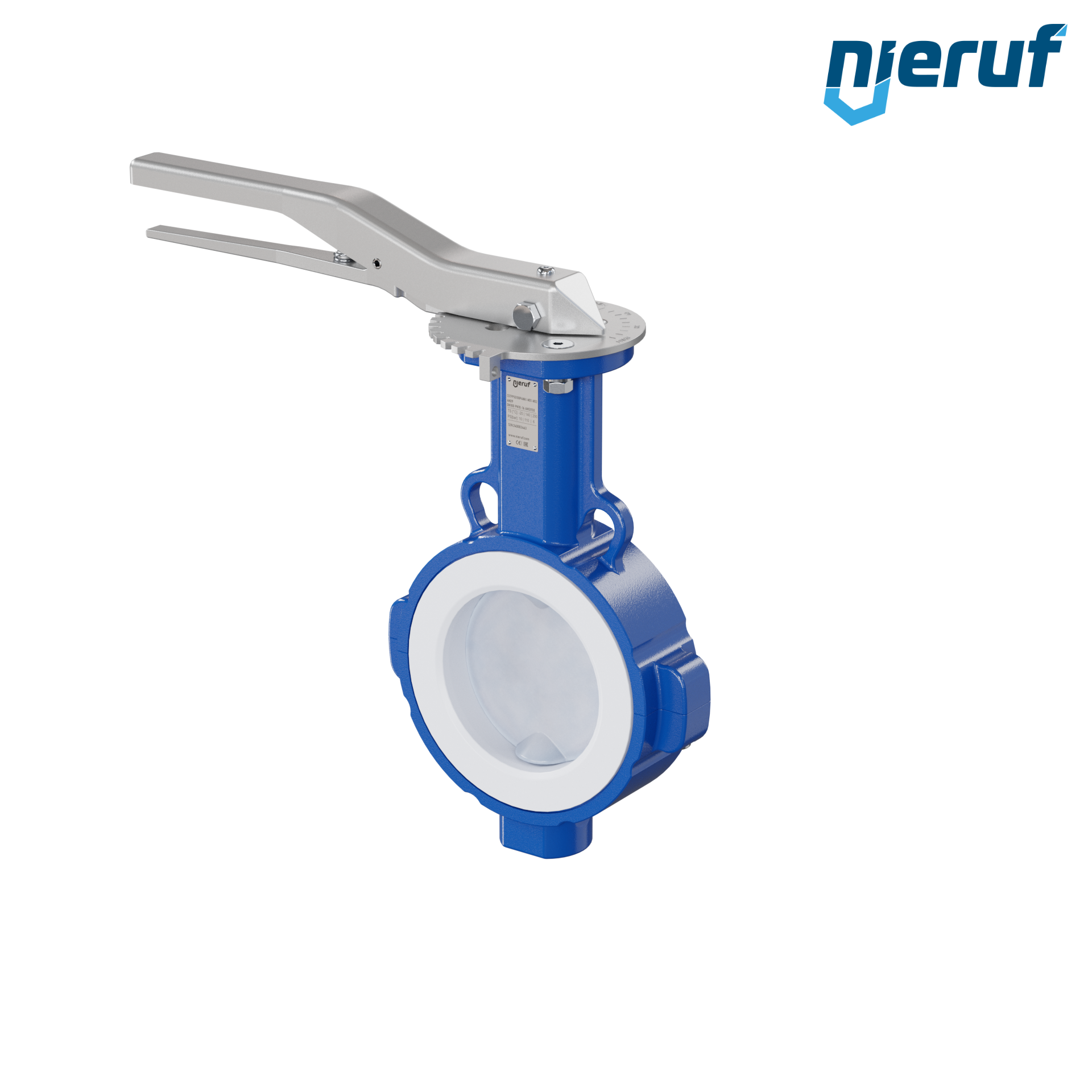 valvola a farfalla PFA PTFE AK09 DN100 ANSI150 leva inserto in FKM