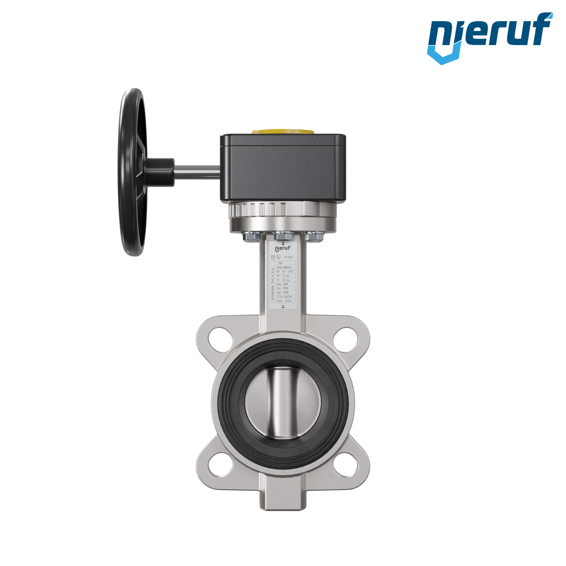valvola a farfalla in acciaio inossidabile DN 65 PN16 AK08 EPDM volantino