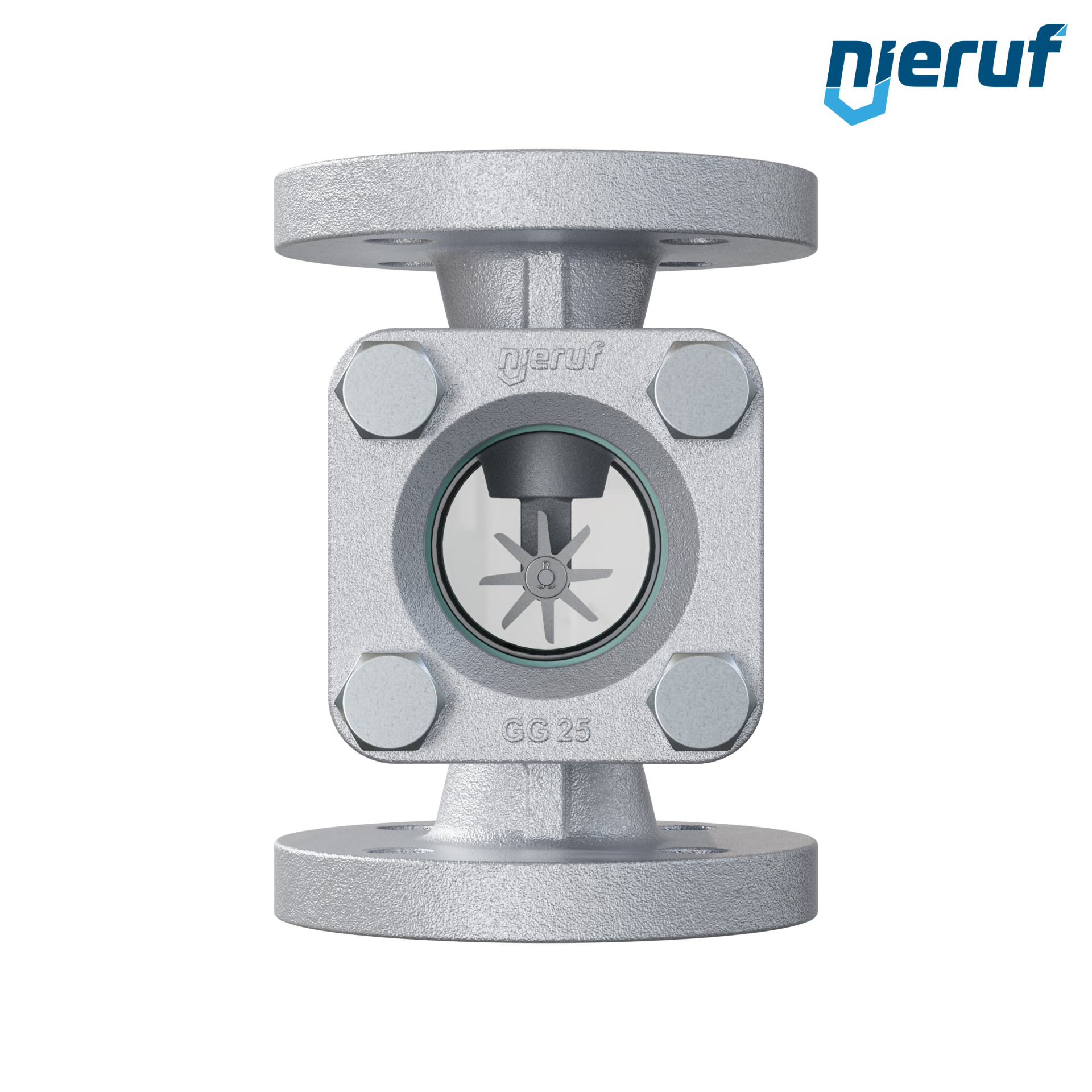 Specola visiva flangiata DN25 - 1" pollici ghisa GG25 flangia ANSI 150 vetro borosilicato versione con rotore in PTFE