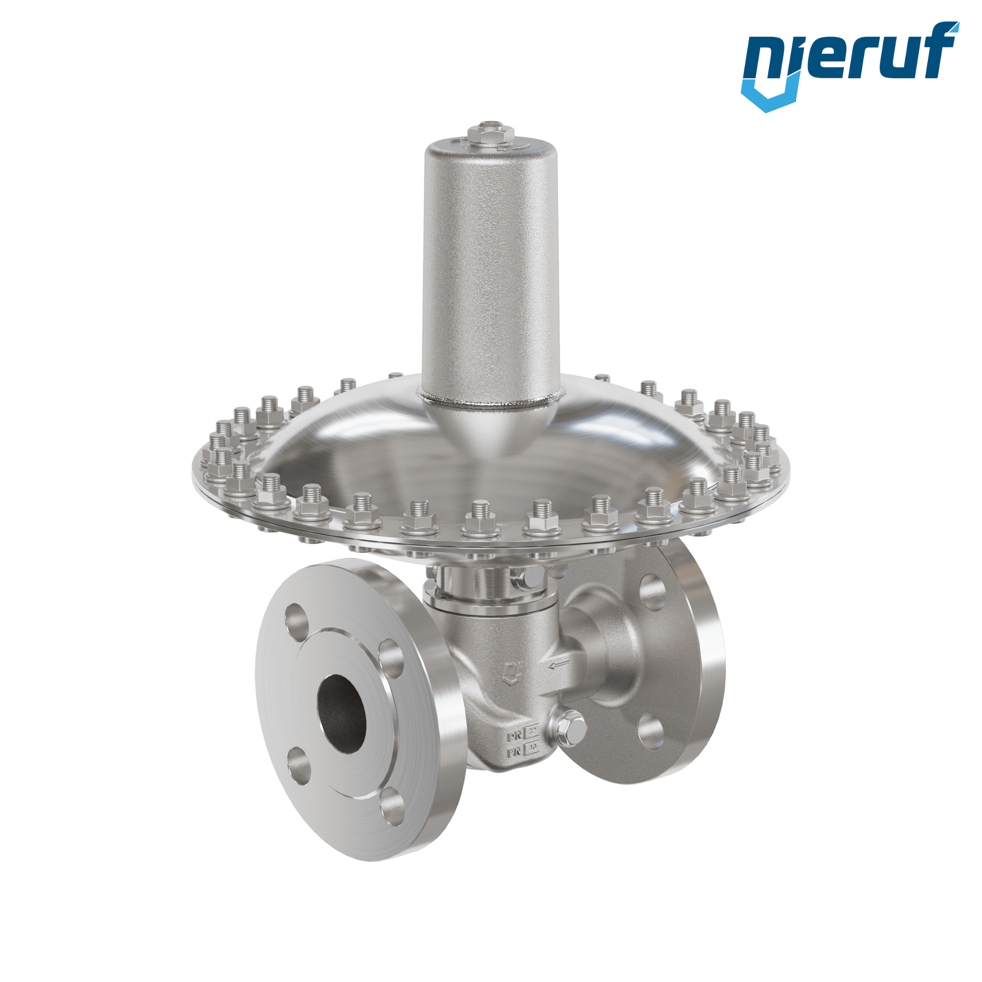 Regolatore in mbar DN32 DM24 flangia DIN EN 1092 acciaio inossidabile EPDM 150 - 500 mbar