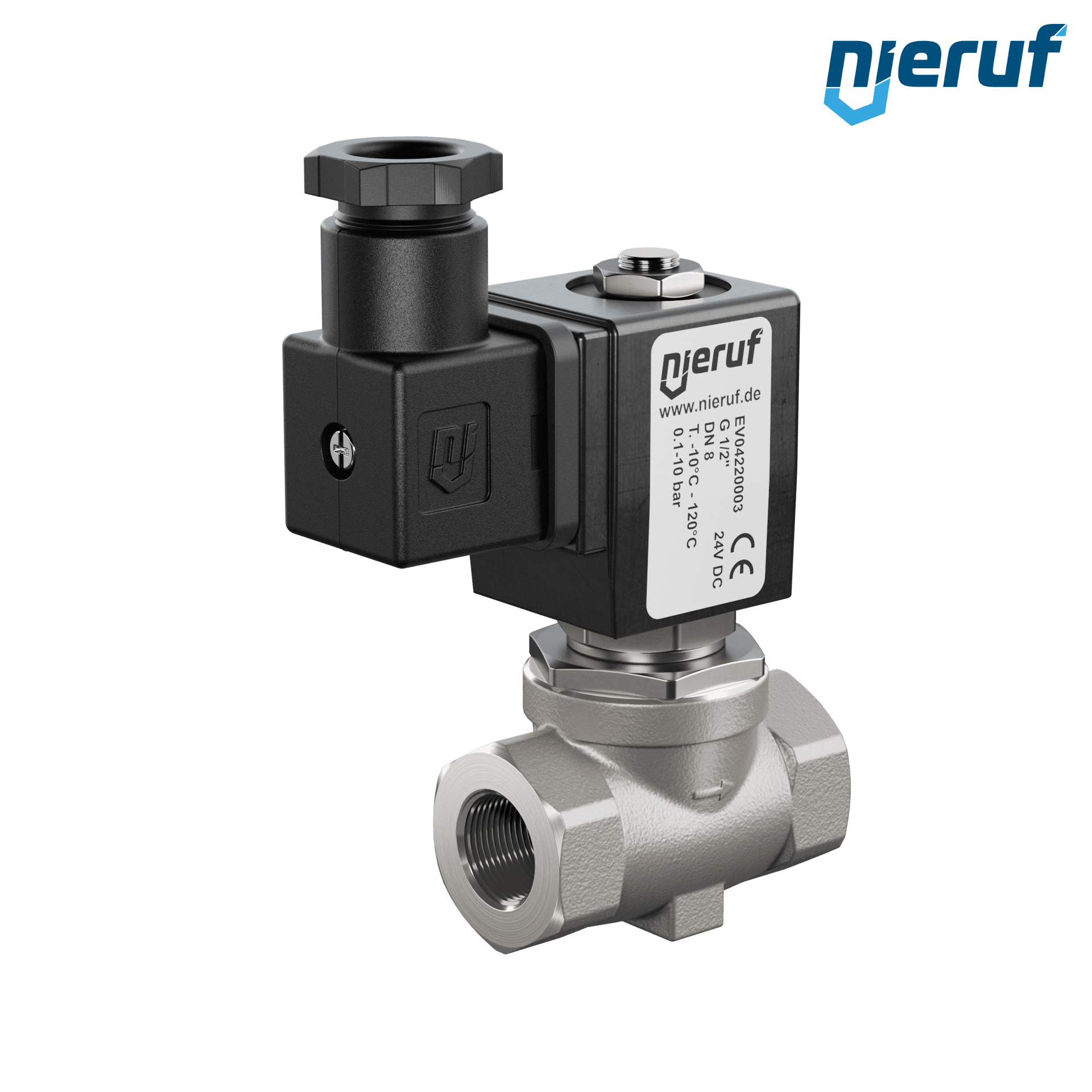 électrovanne à membrane G 1/2" pouce acier inoxydable EV04 FKM 24V DC