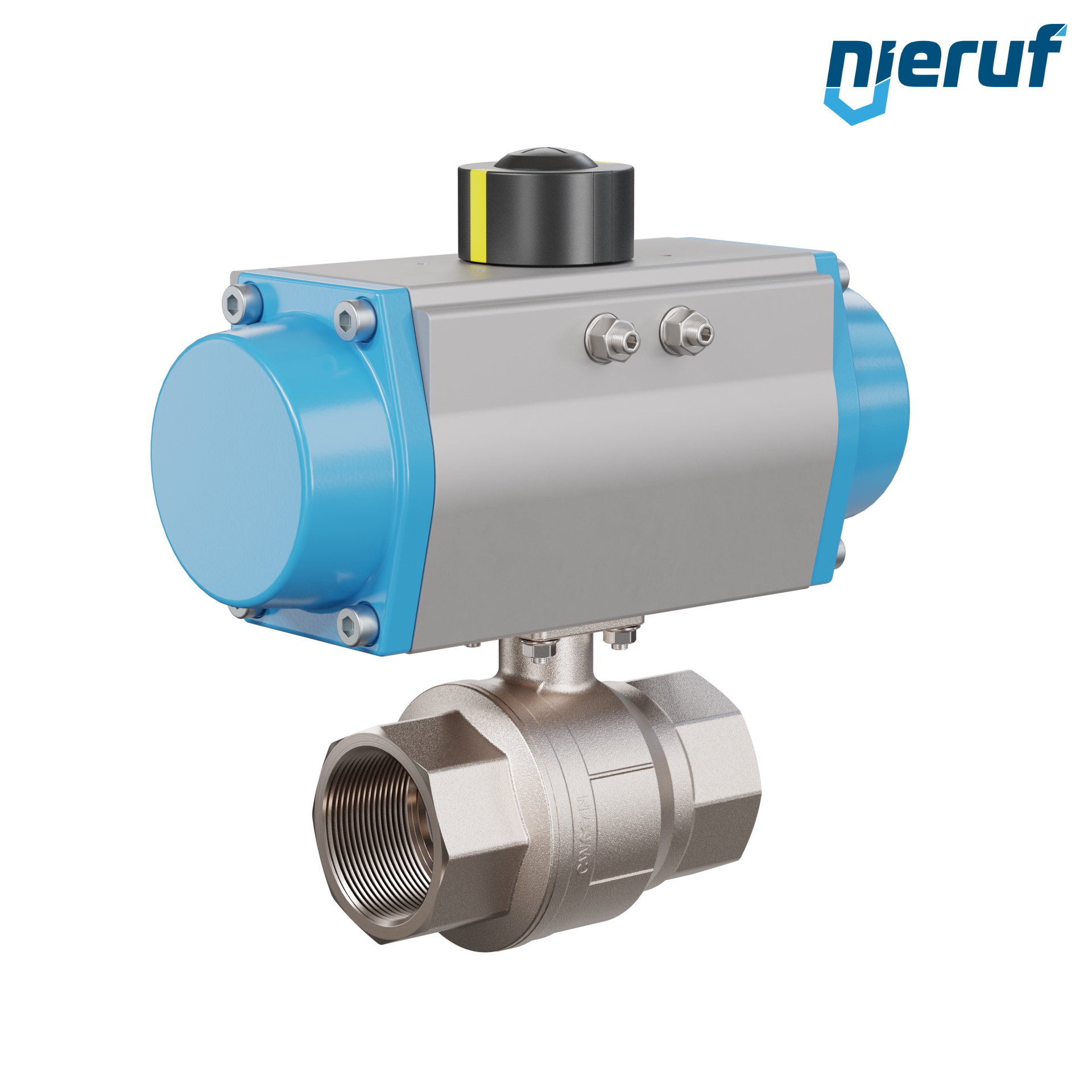 valvola a sfera automatica con manicotto DN50 - 2" pollici azionamento rotativo pneumatico a effetto semplice apertura a molla PK01