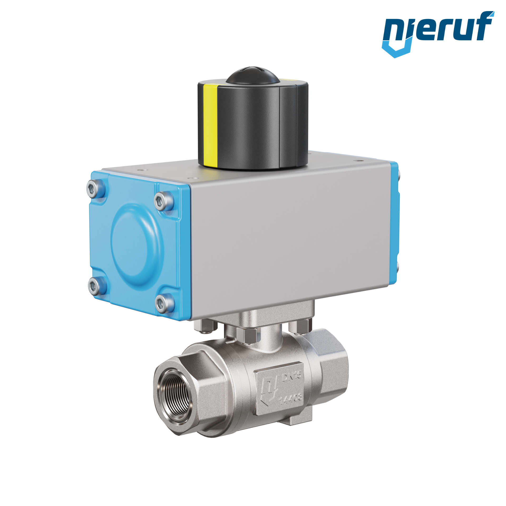 valvola a sfera pneumatica DN10 - 3/8" pollici azionamento rotativo a doppio effetto PK02
